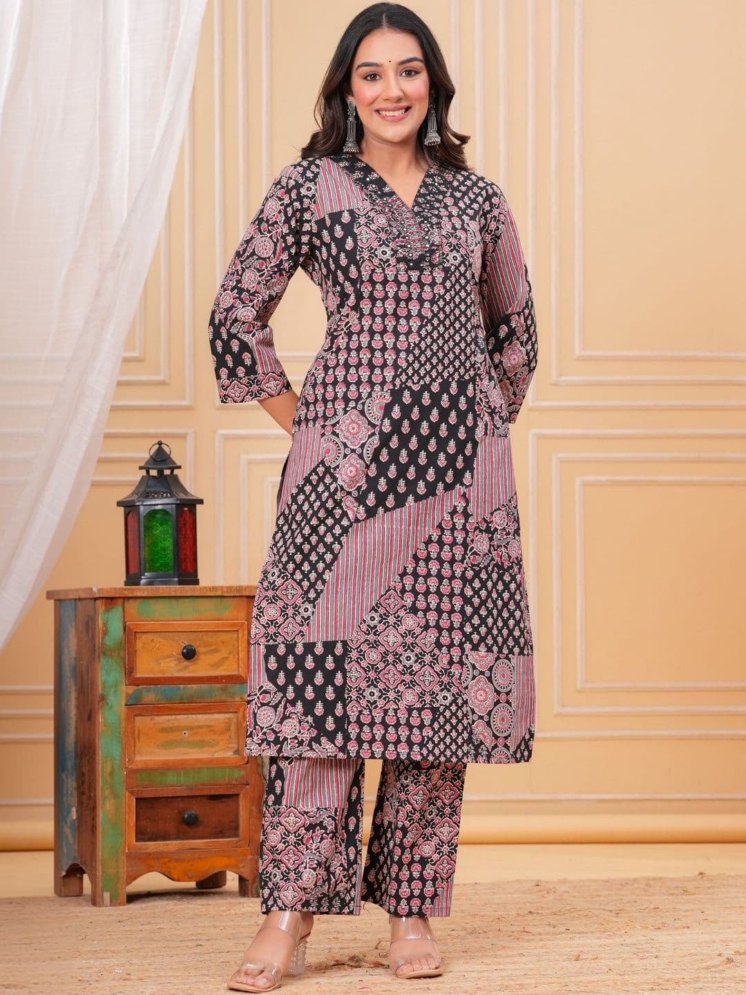 KALINI Women Ethnic Motifs Printed Regular Pure Cotton Kurta with Palazzos thumbnail 7