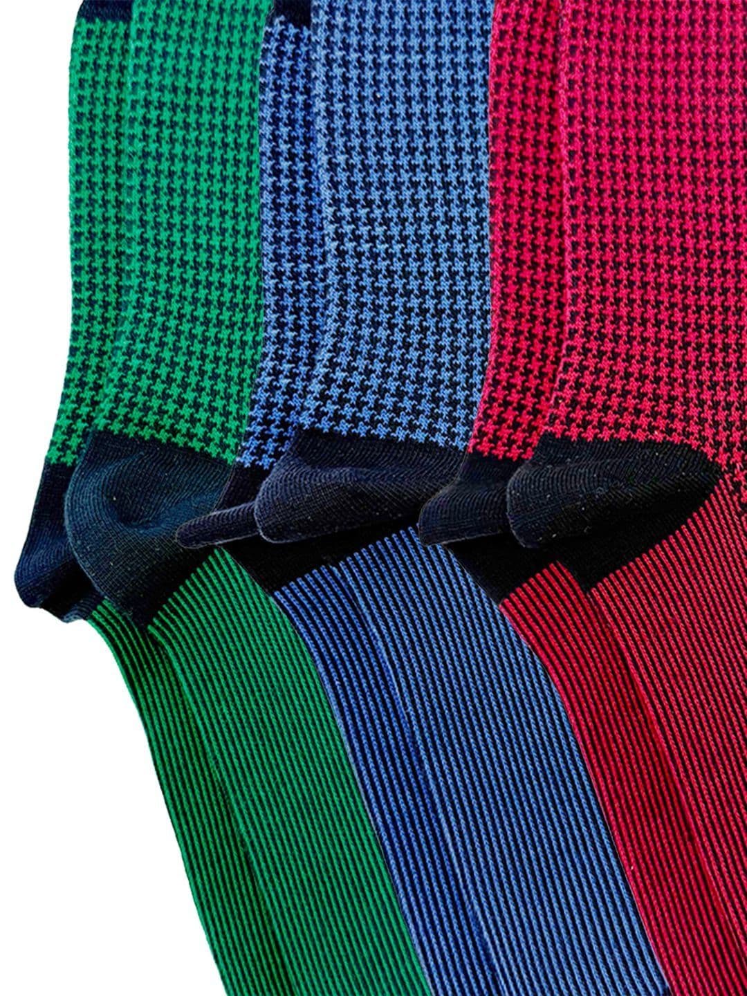 Mint & Oak Men Pack of 3 Cotton Blend Assorted Patterned Calf Length Socks thumbnail 2