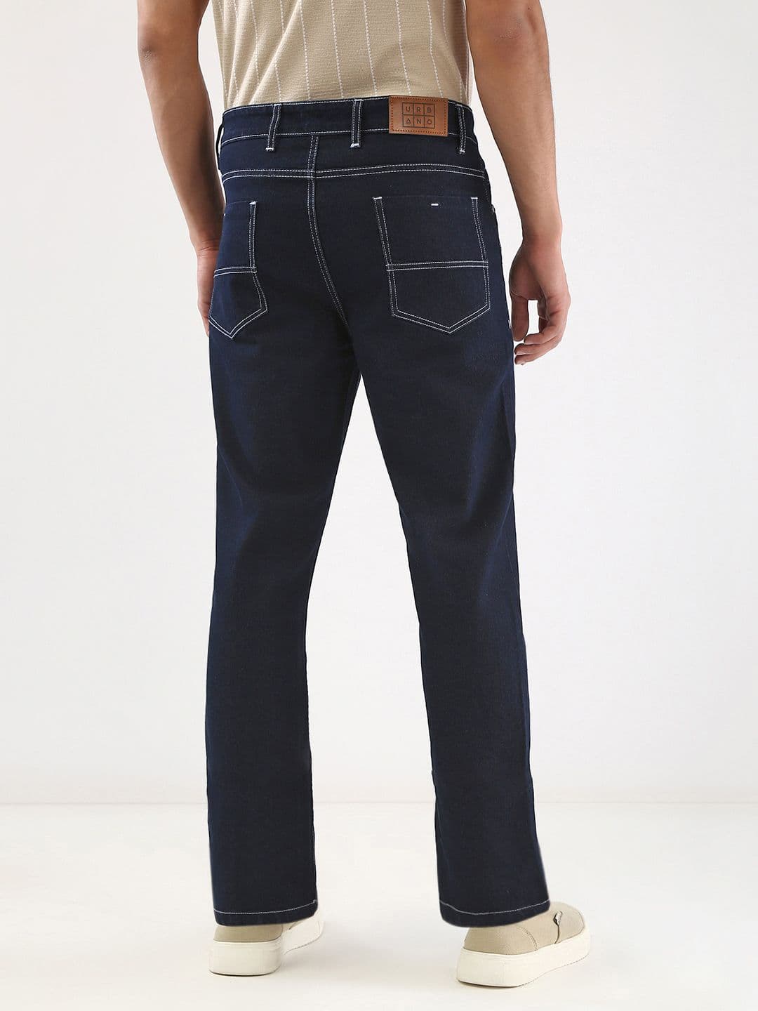 Urbano Fashion Men Dark Blue Straight Fit Washed Jeans Stretchable thumbnail 3