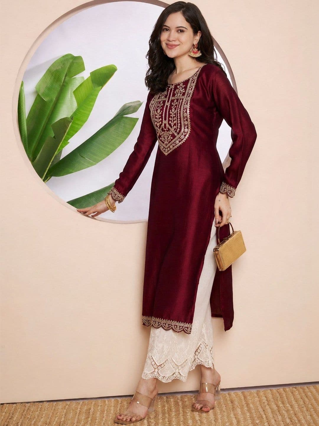 rarethread Women Ethnic Motifs Embroidered Thread Work Kurta - view 1