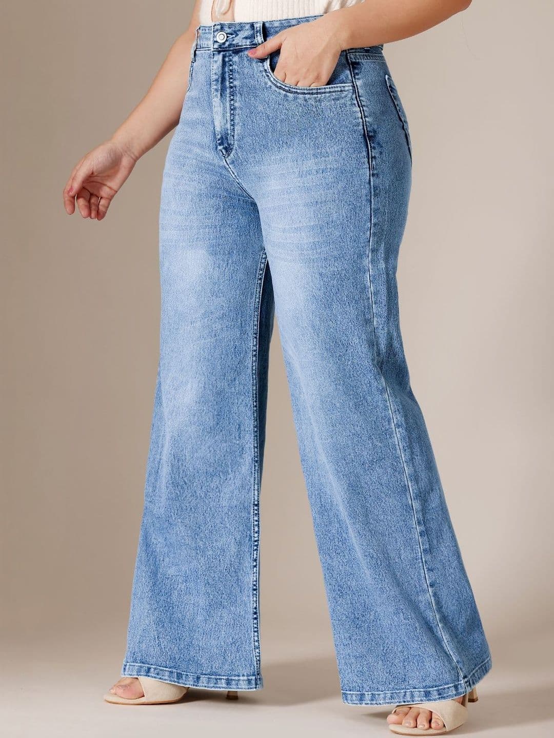 Miss Chase A+ Plus Size Women Wide-Leg High Rise Regular Length Stretchable Denim Jeans thumbnail 5