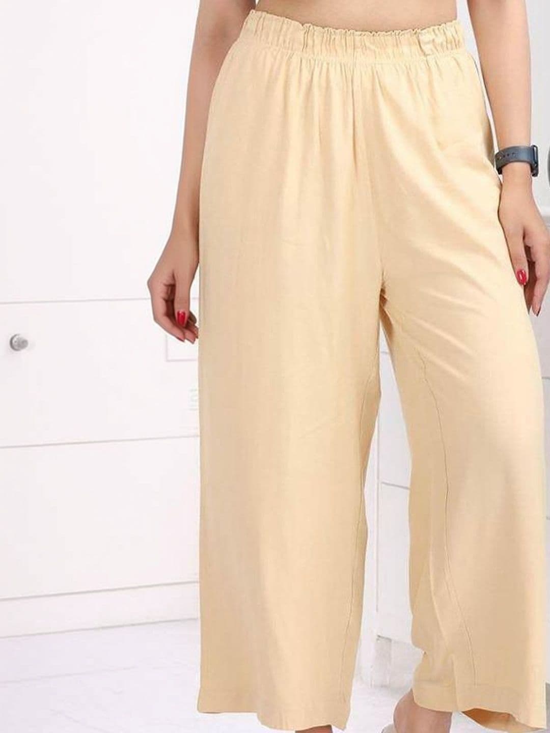 Fabinn Women Knitted Chiffon Blend Palazzos thumbnail 2