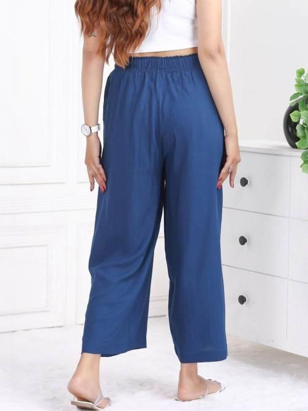 Fabinn Women Knitted Chiffon Blend Cropped Palazzos thumbnail 4