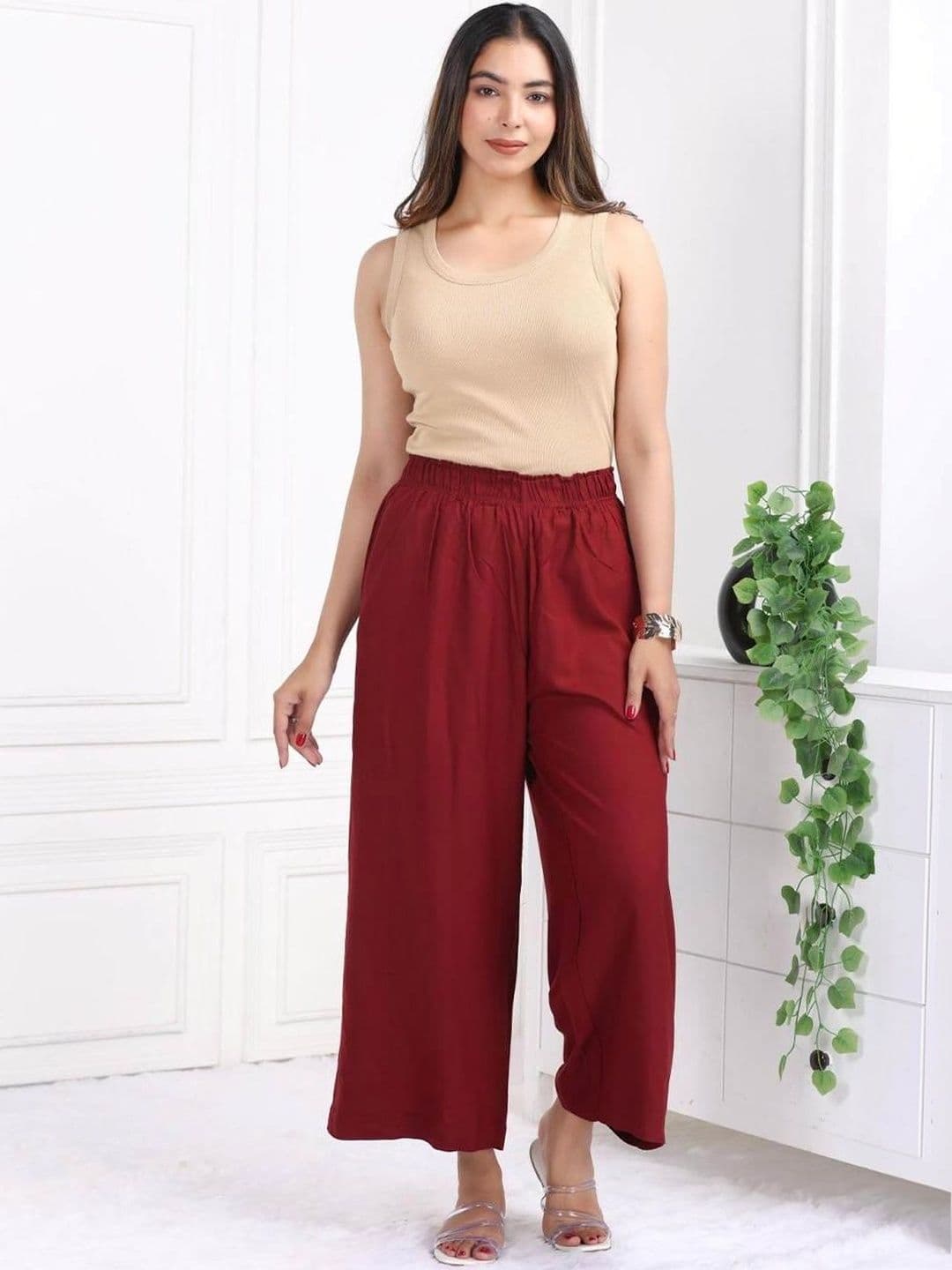 Fabinn Women Knitted Chiffon Blend Ethnic Palazzos thumbnail 5