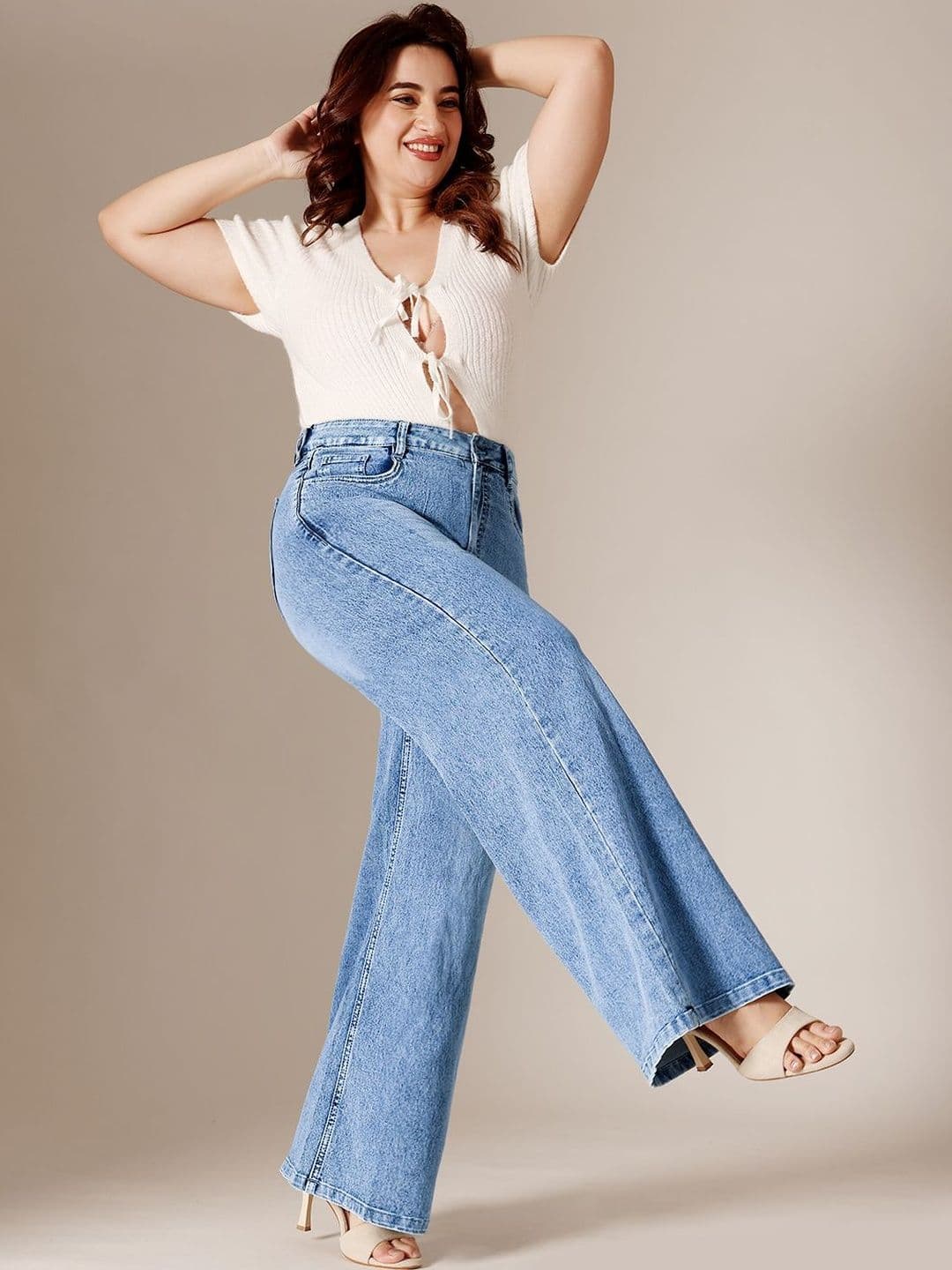 Miss Chase A+ Plus Size Women Wide-Leg High Rise Regular Length Stretchable Denim Jeans - view 1