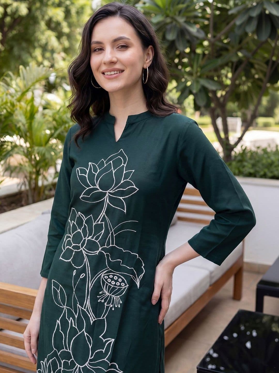 Indo Era Women Floral Embroidered Kurta thumbnail 5