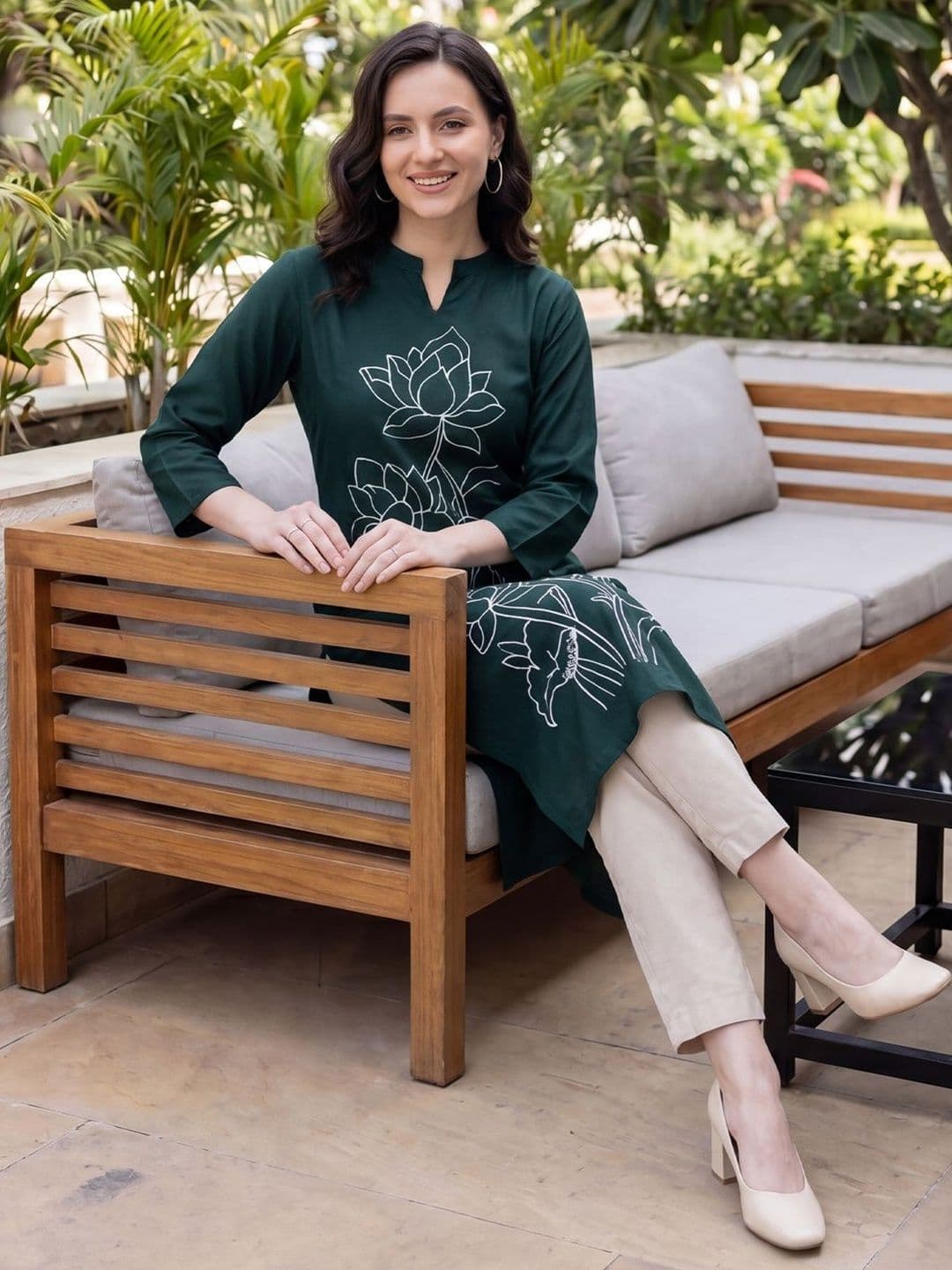 Indo Era Women Floral Embroidered Kurta thumbnail 2