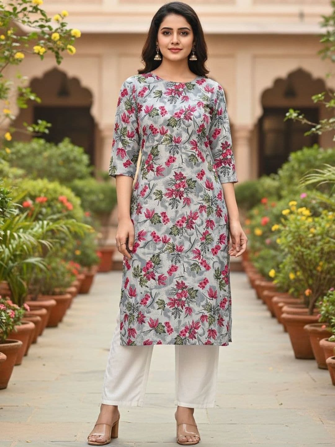 SZN Pack of 2 Women Floral Printed Floral Crepe Kurta - view 1