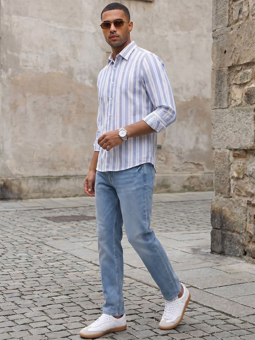The Roadster Life Co. Vertical Striped Pure Cotton Casual Shirt - view 1