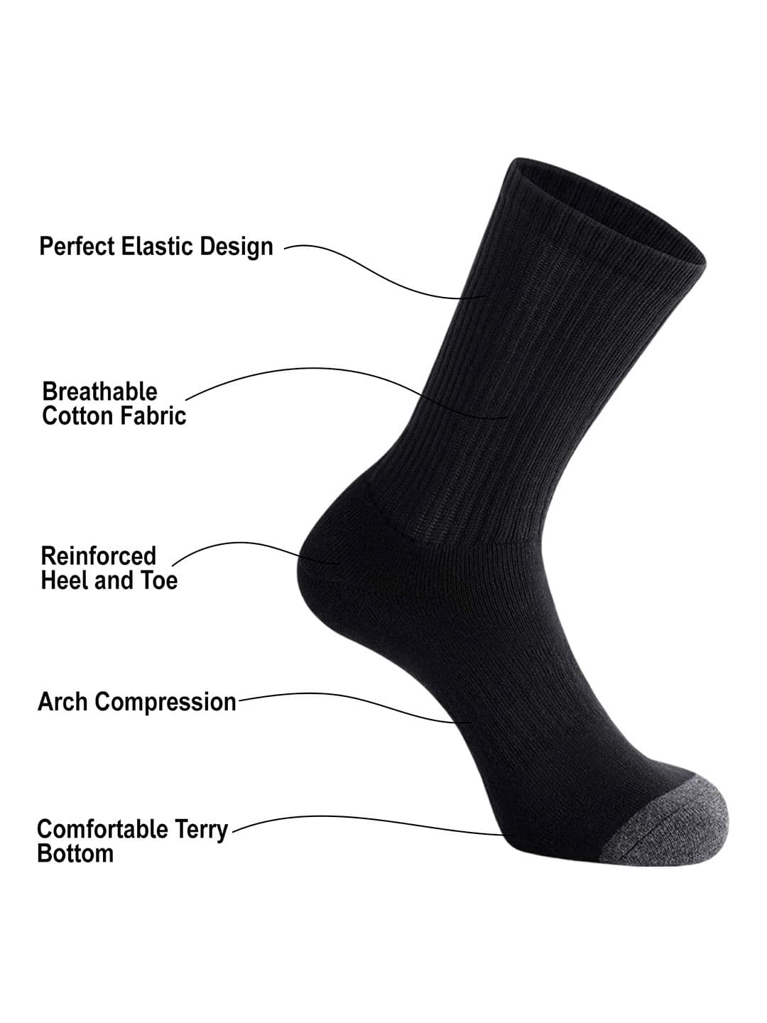 MERCEHIVE Unisex Pack of 3 Cotton Calf Length Socks thumbnail 5