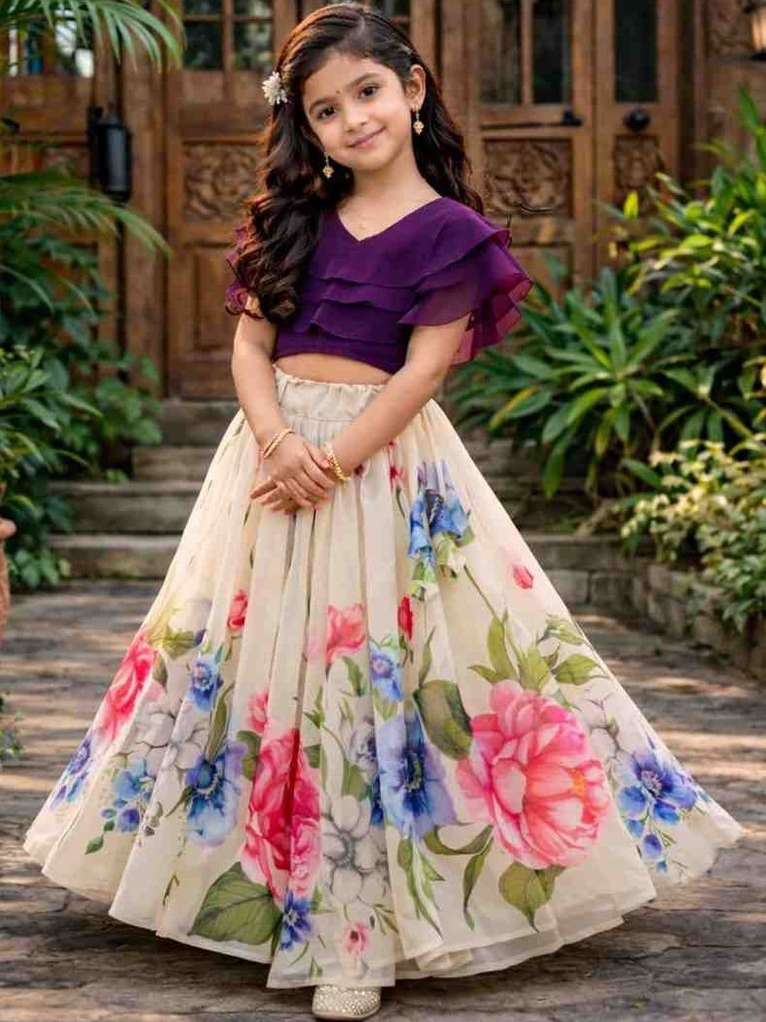 KALINI Girls Semi-Stitched Lehenga & - view 1