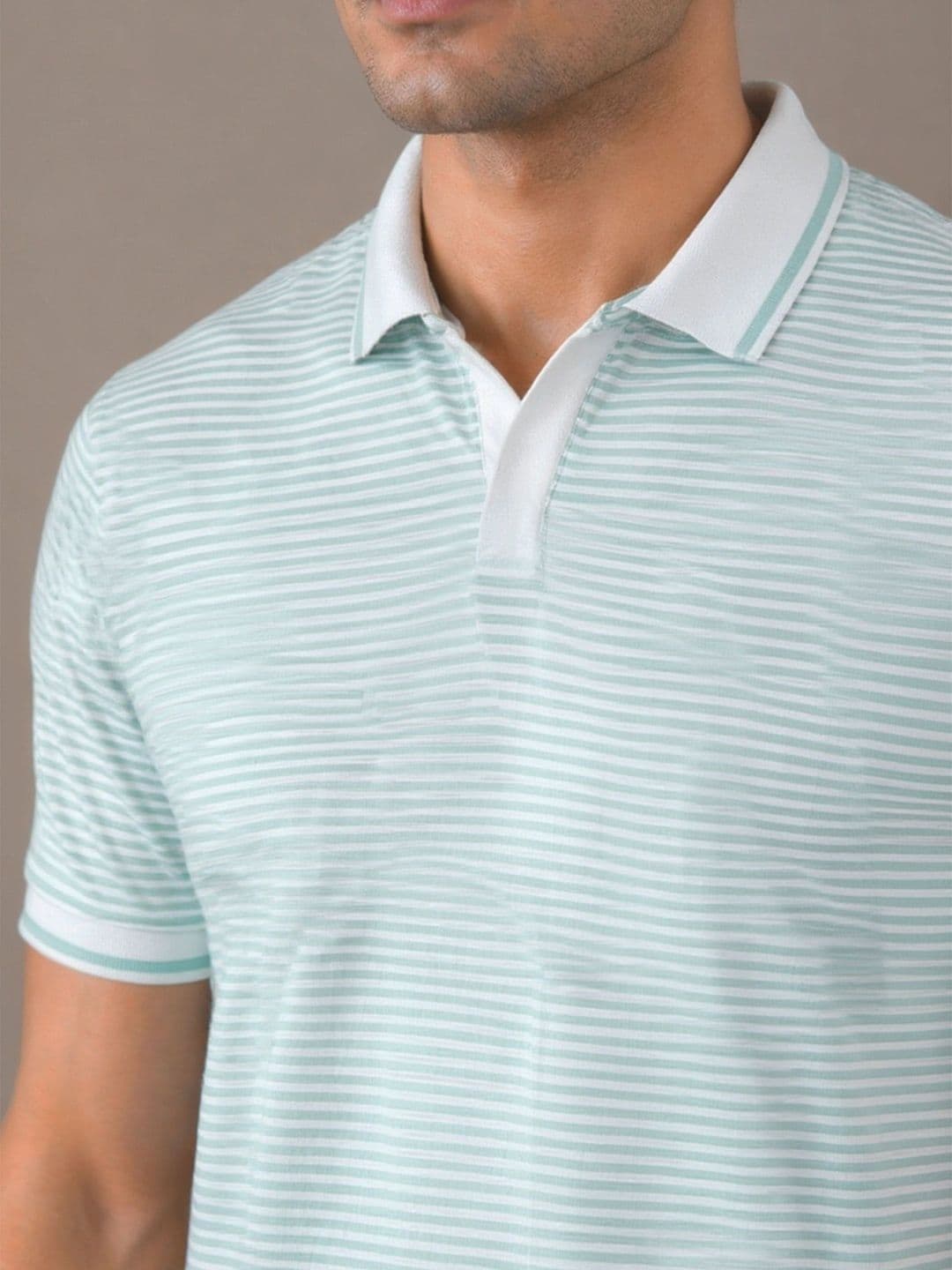 MaverIQ Men Striped Polo Collar T-shirt thumbnail 4