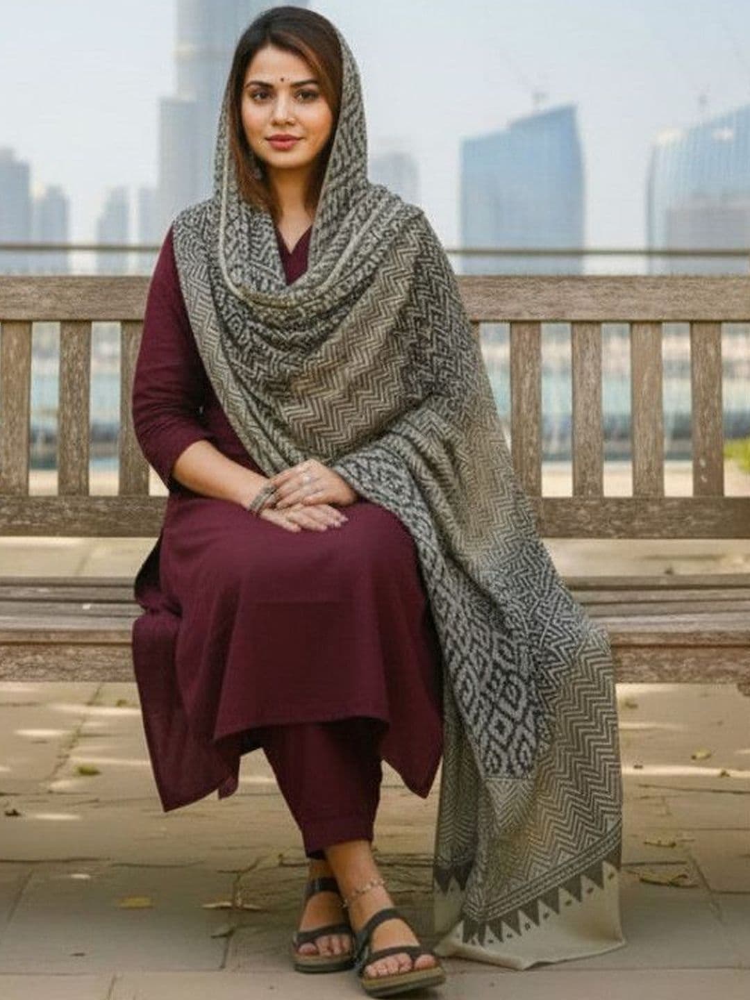 Lee Moda Women Ethnic Motifs Regular Kurta with Trousers & With Dupatta thumbnail 5