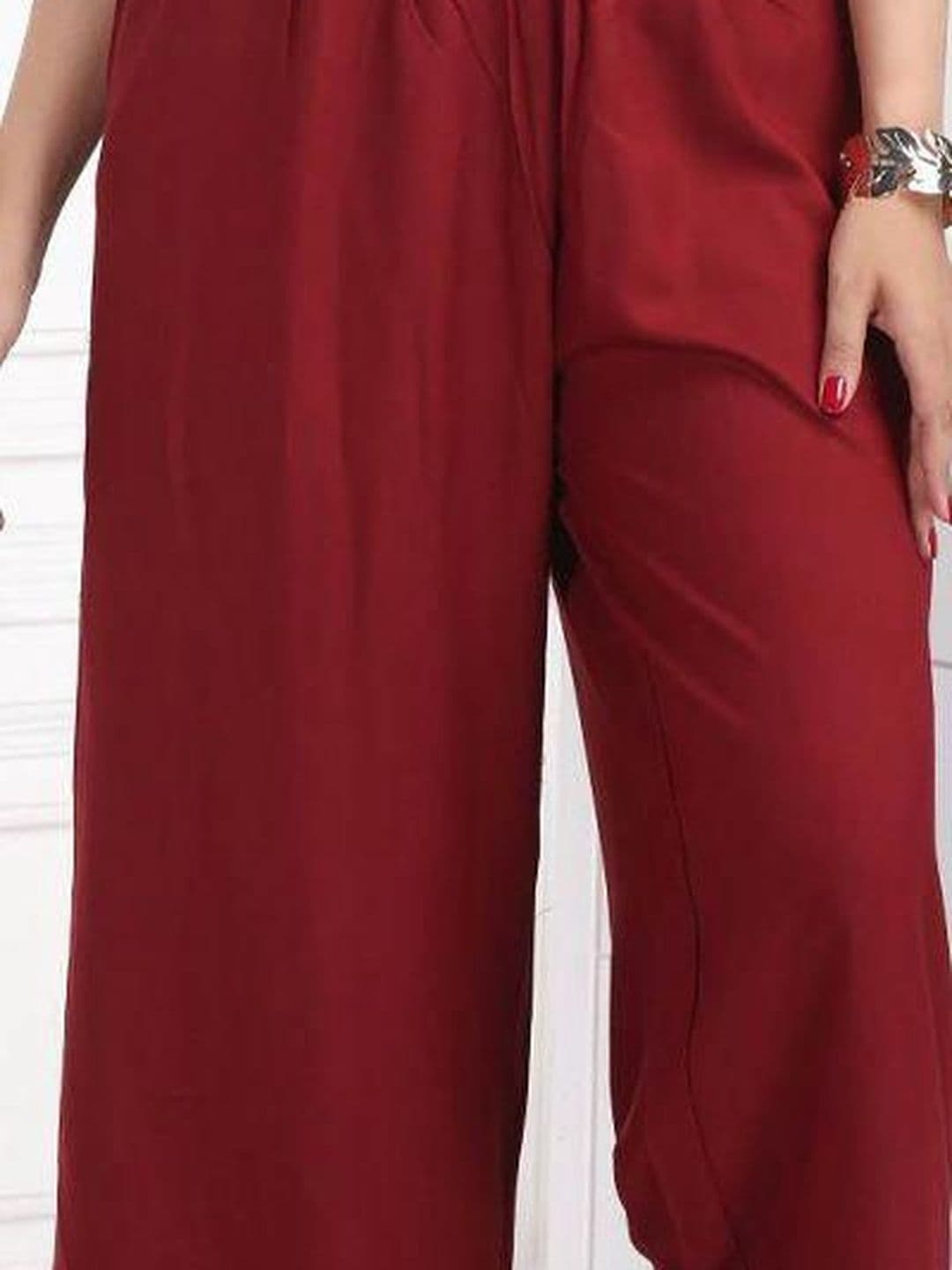Fabinn Women Knitted Chiffon Blend Ethnic Palazzos thumbnail 4