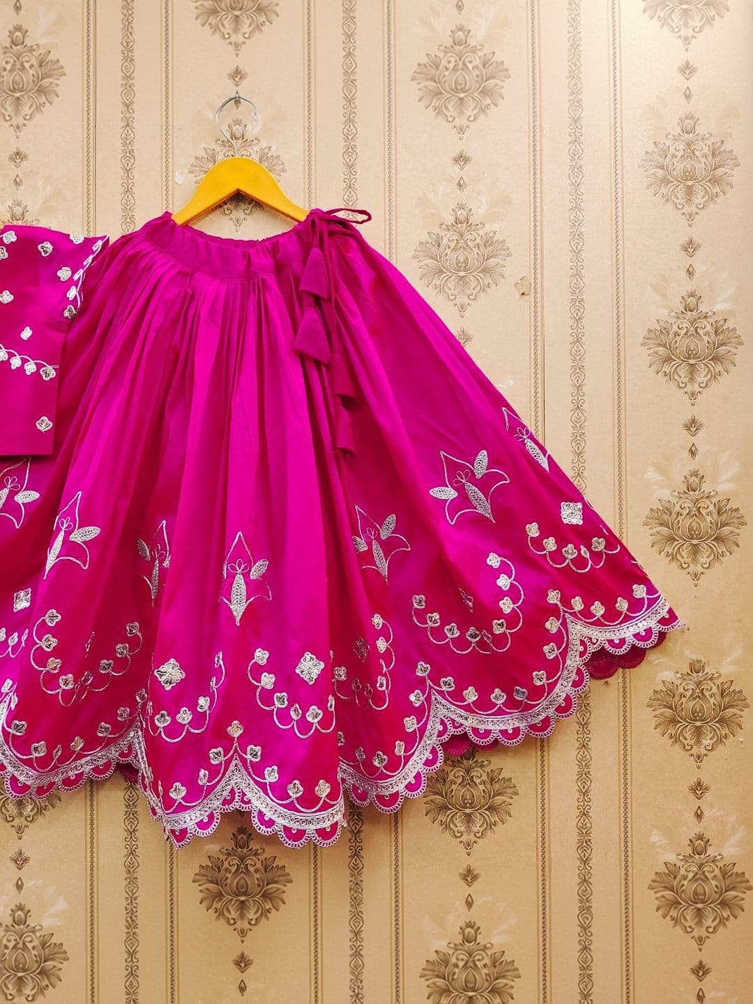 KATRODIYA ENTERPRISE Girls Embroidered Thread Work Ready to Wear Lehenga & Blouse With Dupatta thumbnail 4