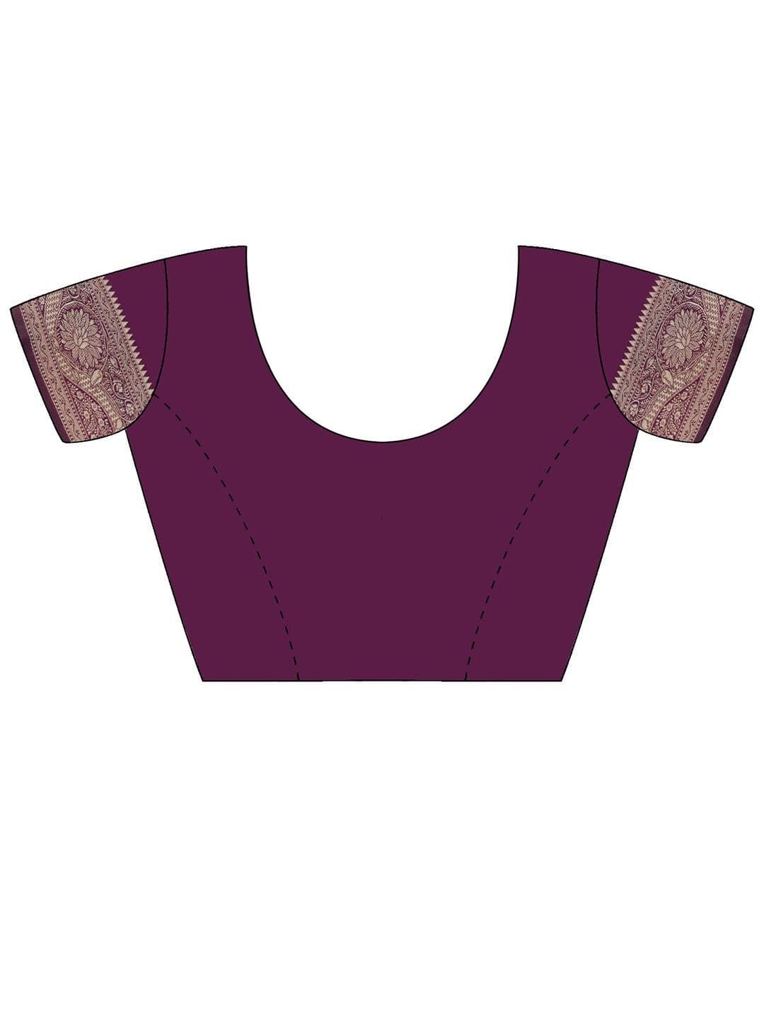 KALINI Purple Ethnic Motifs Zari Heavy Work Banarasi Saree Unstiched Blouse thumbnail 7