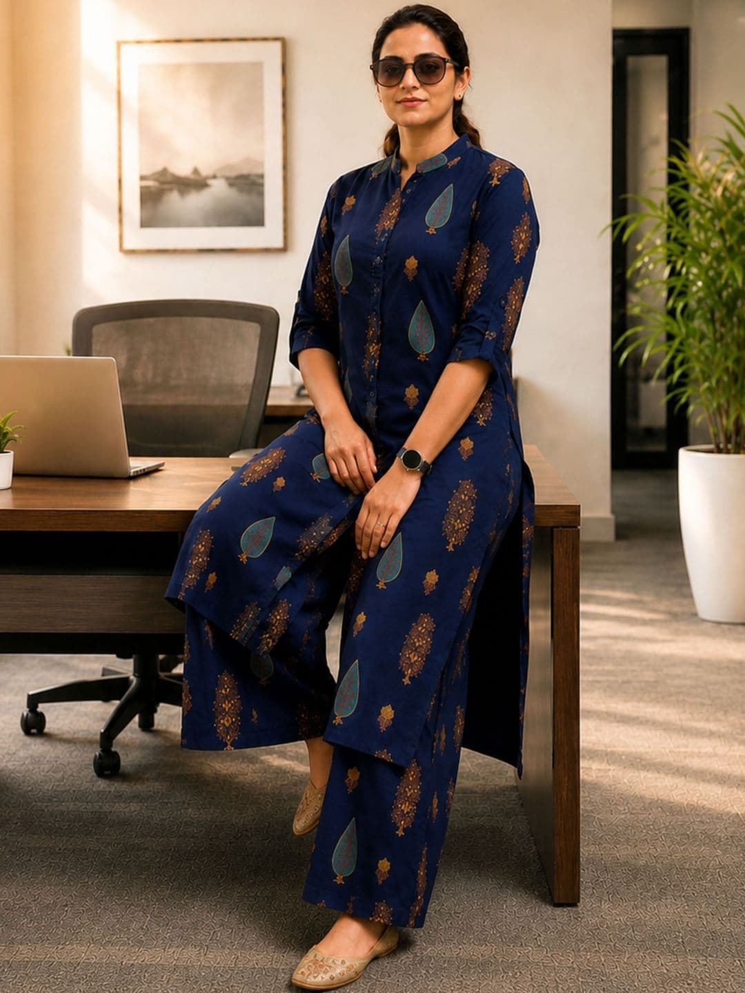 Klere Women Ethnic Motifs Printed Regular Kurta with Palazzos thumbnail 7
