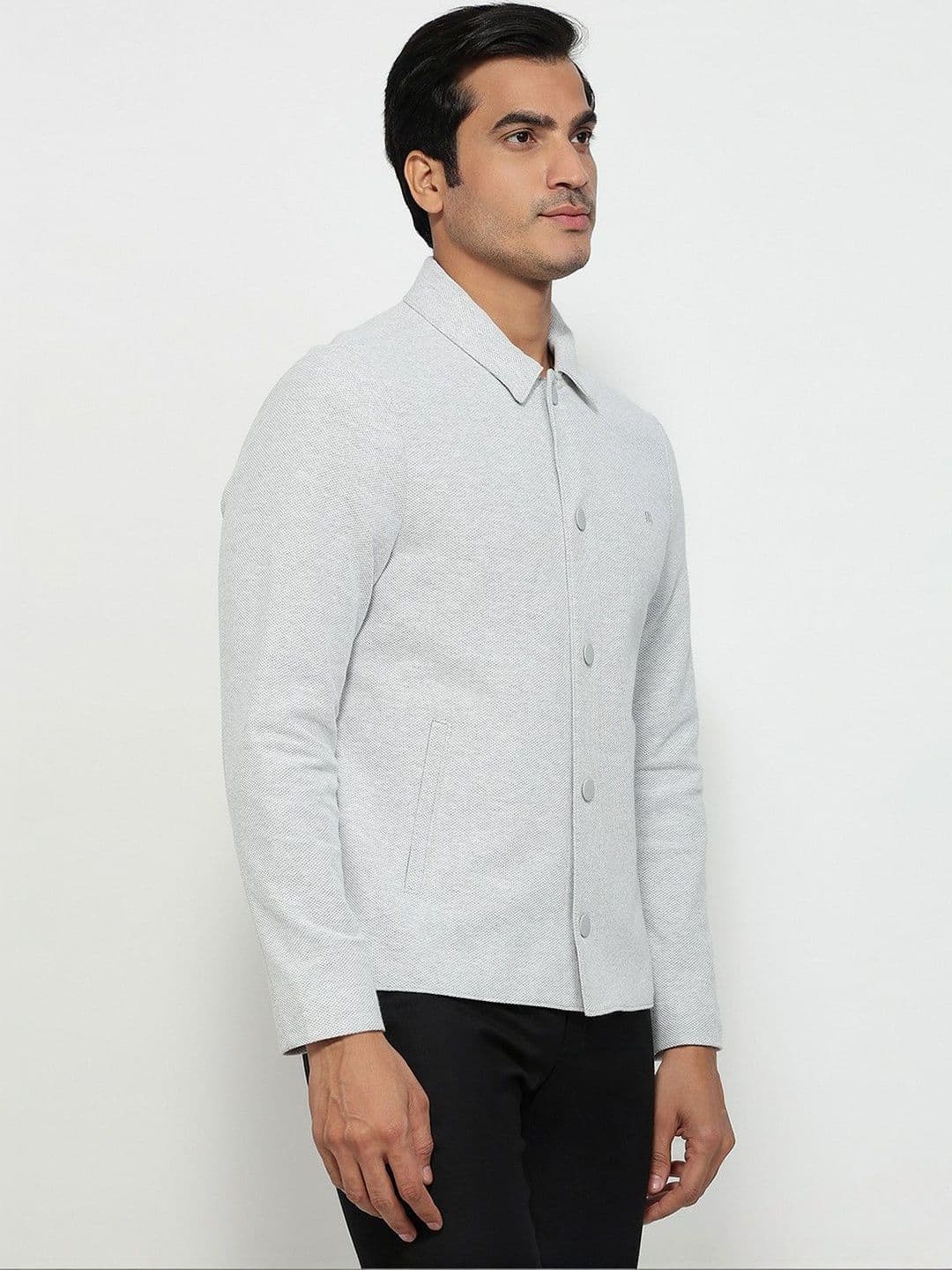 Raymond Self Design Cotton Spread Collar Open Front Jacket thumbnail 5