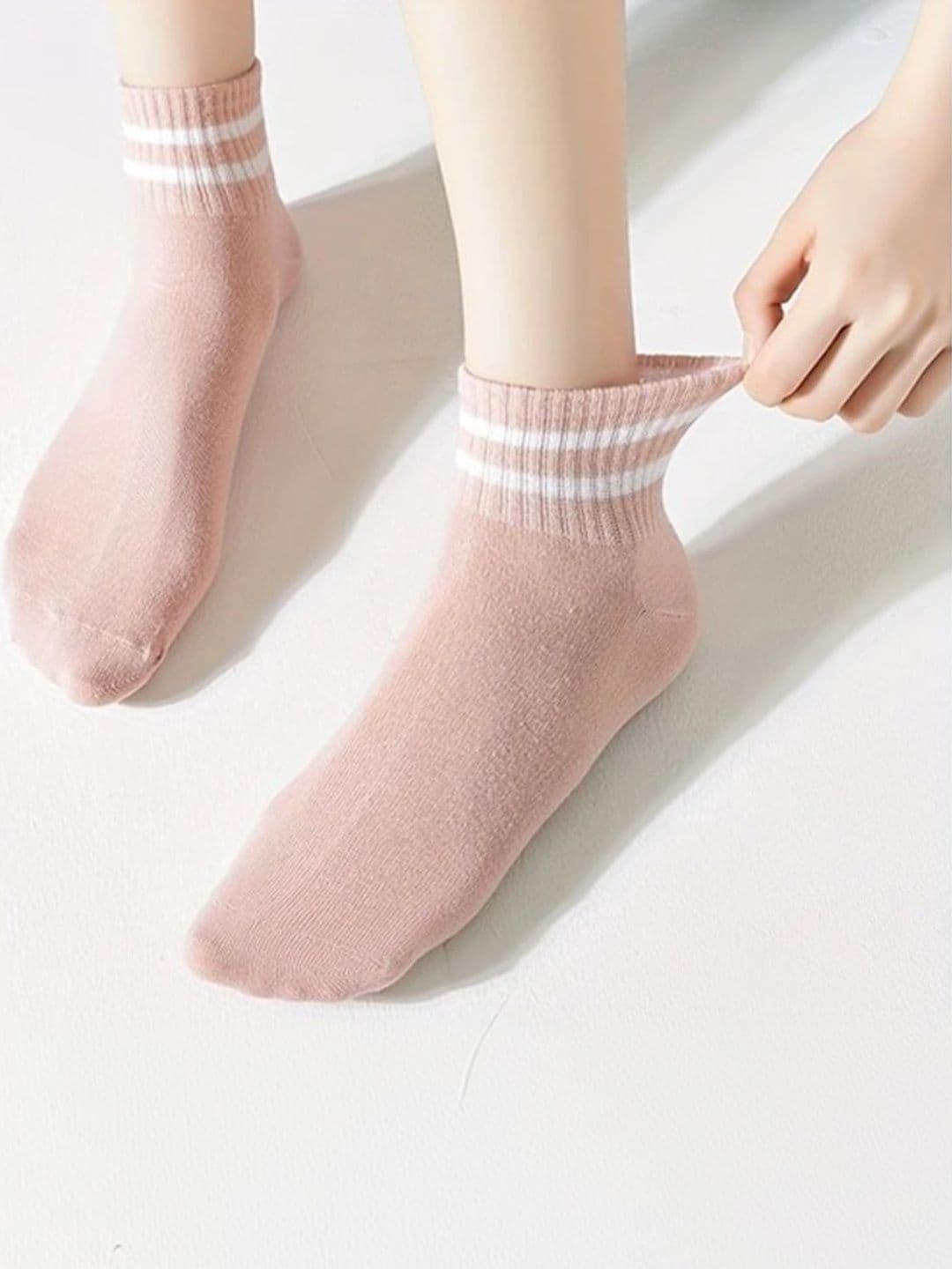 BEAR&BEYOND Men Pack of 5 Cotton Striped Ankle Length Socks thumbnail 3