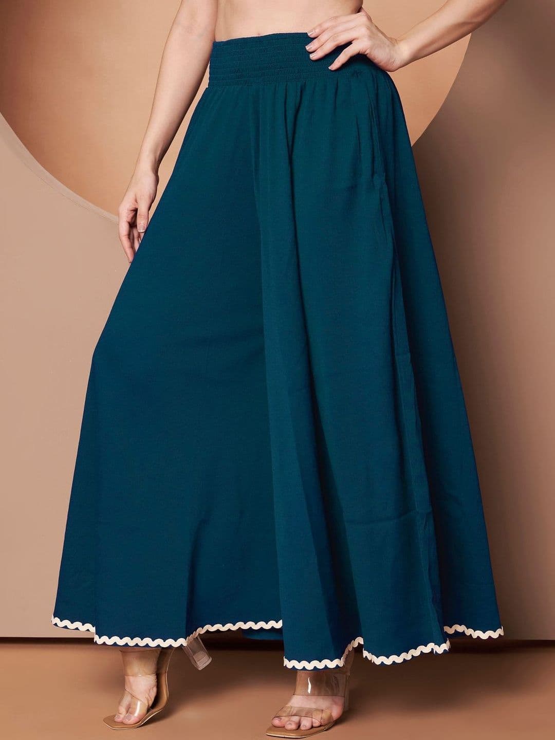 OTABU Women Hem Design Flared Ethnic Palazzos thumbnail 4