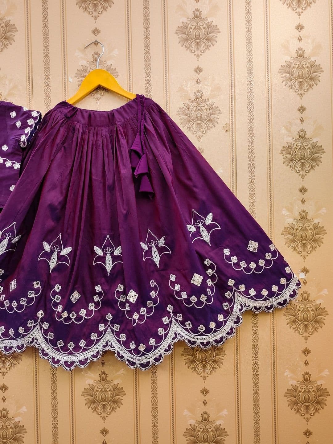KATRODIYA ENTERPRISE Girls Embroidered Thread Work Semi-Stitched Lehenga & Blouse With Dupatta thumbnail 4