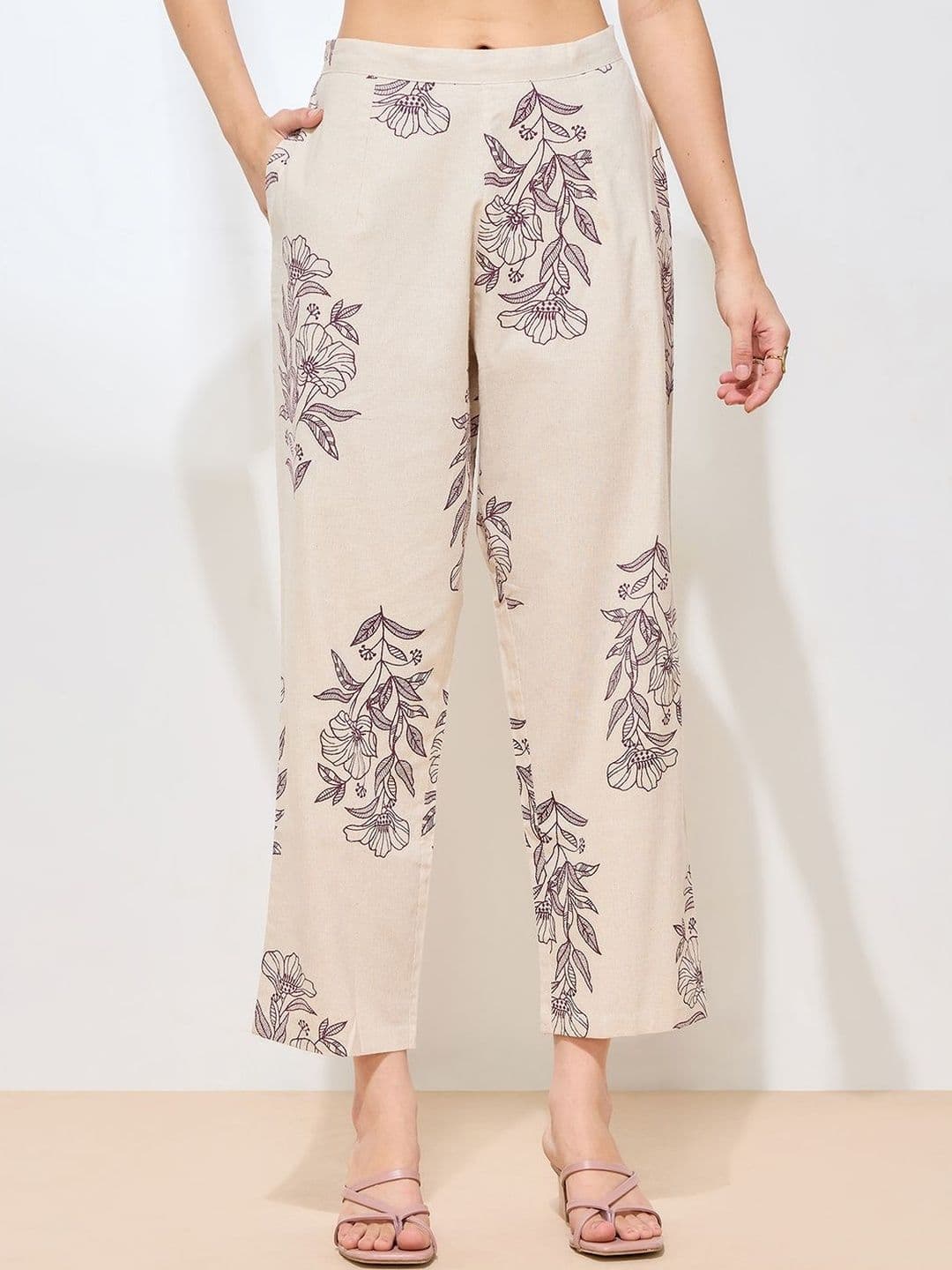 Sangria Floral Cotton Printed Tunic with Trousers thumbnail 2