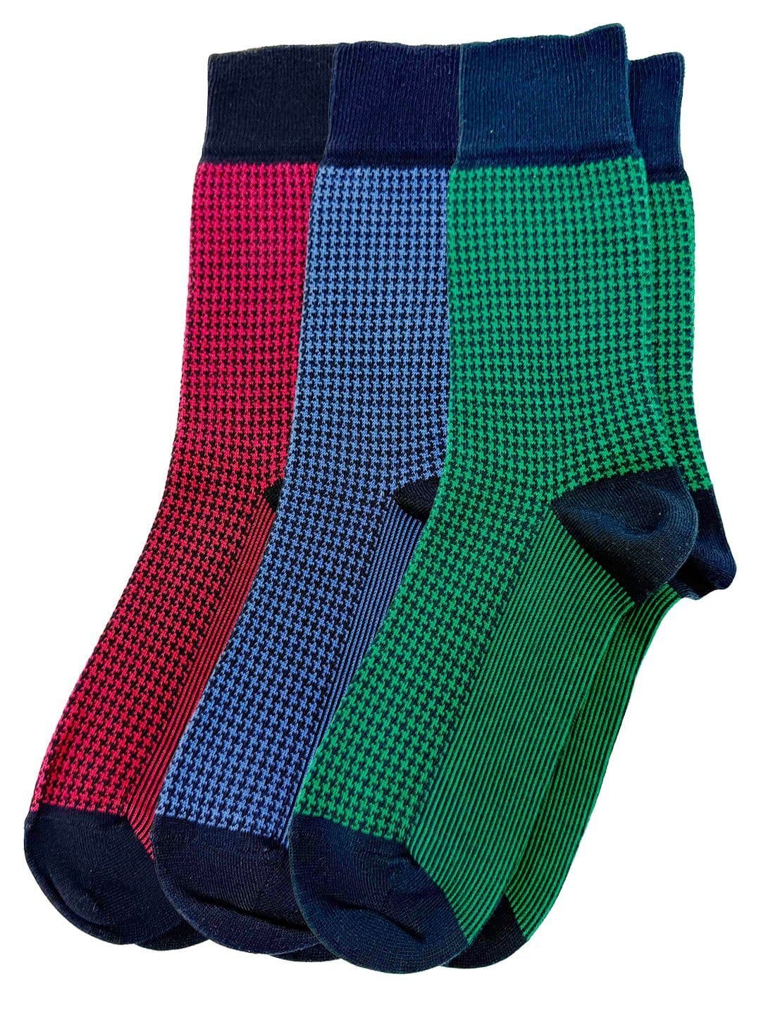 Mint & Oak Men Pack of 3 Cotton Blend Assorted Patterned Calf Length Socks thumbnail 4