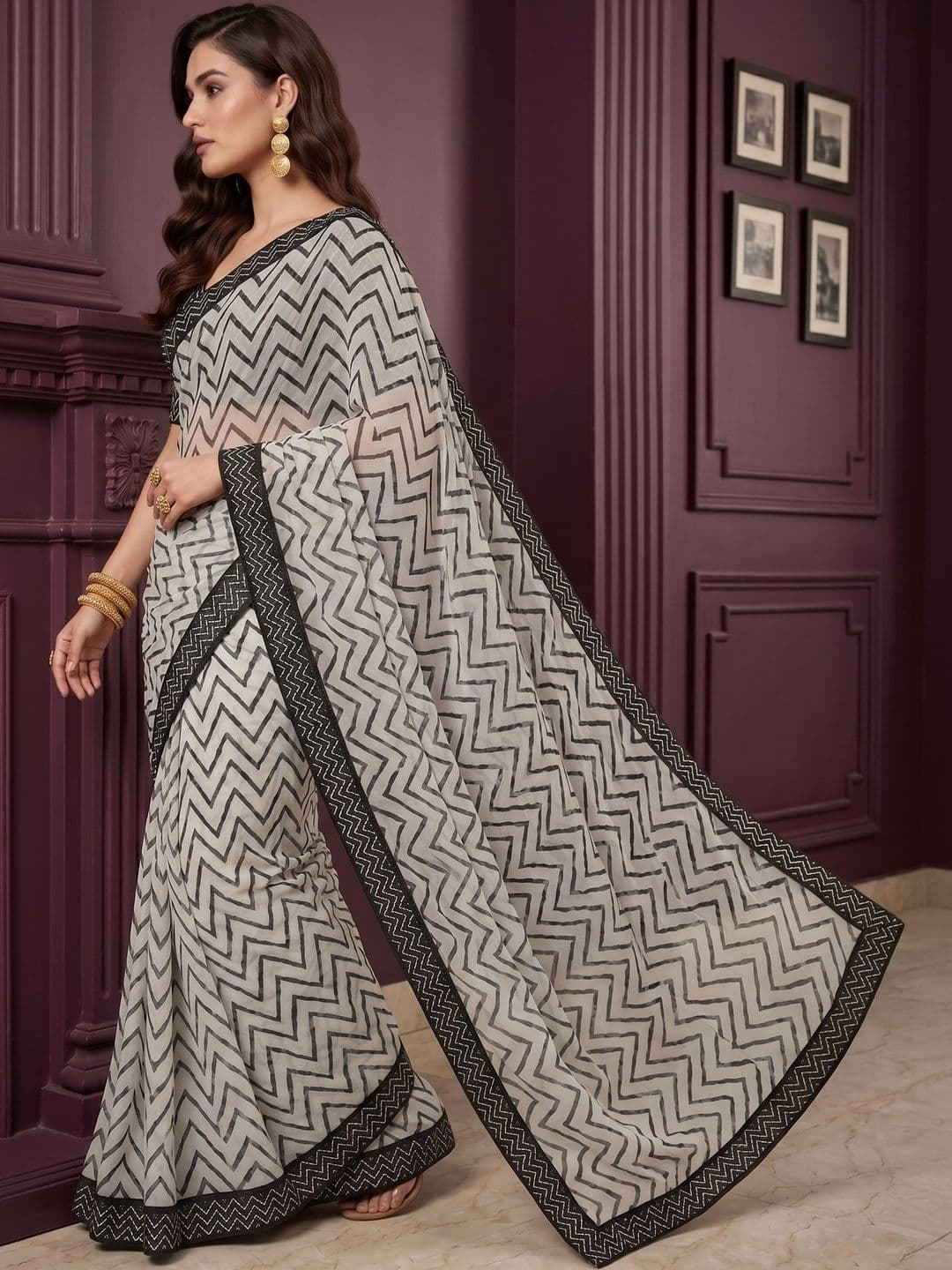 Dhaaga Ghar Pure Chiffon Saree thumbnail 4