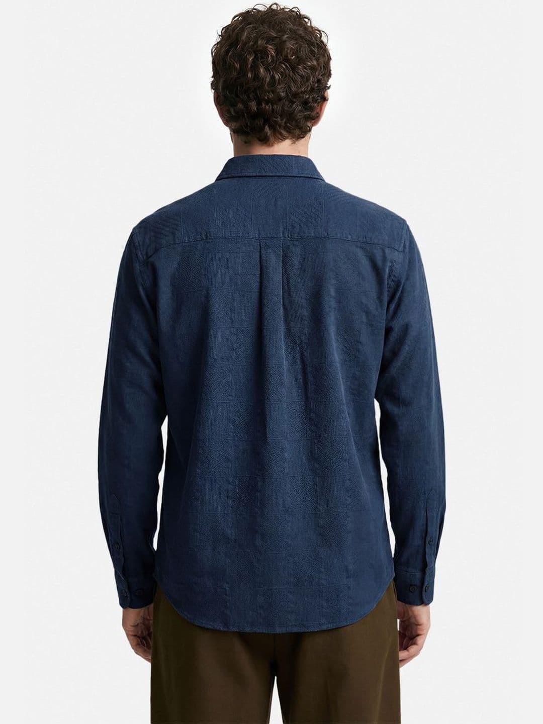 Snitch Navy Blue Jacquard Shirt thumbnail 4