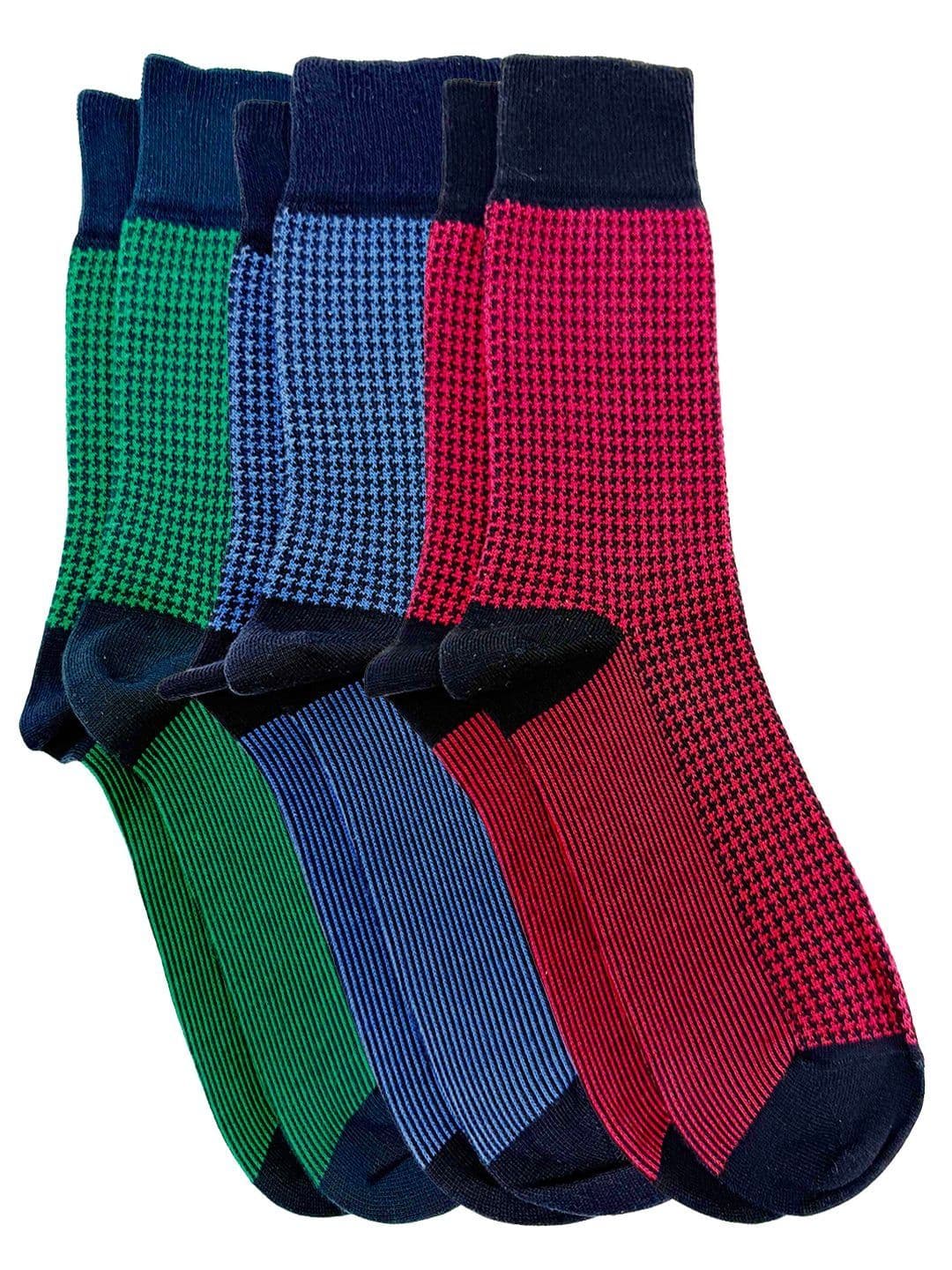 Mint & Oak Men Pack of 3 Cotton Blend Assorted Patterned Calf Length Socks - view 1