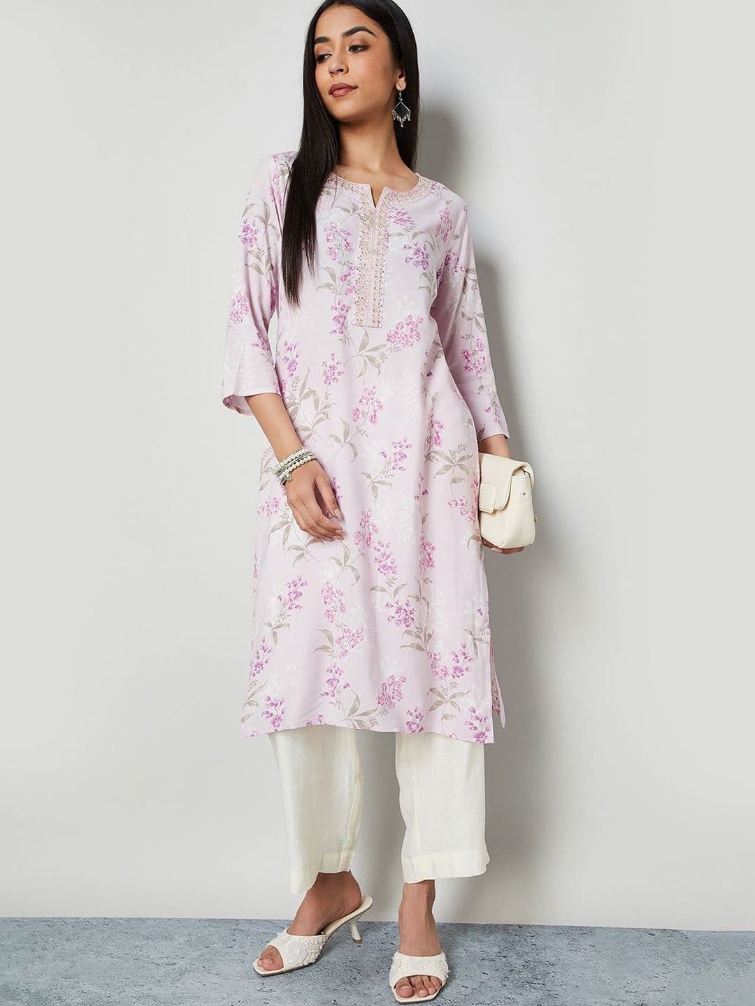 Melange by Lifestyle Women Floral Printed Sequinned Floral Kurta - view 1