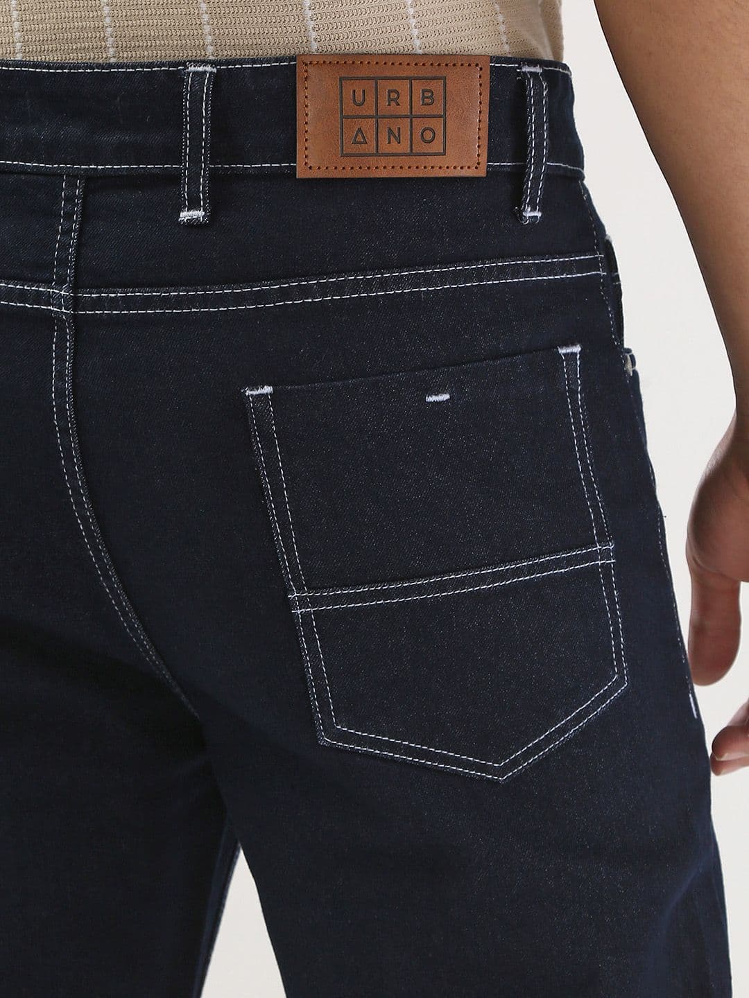 Urbano Fashion Men Dark Blue Straight Fit Washed Jeans Stretchable thumbnail 4