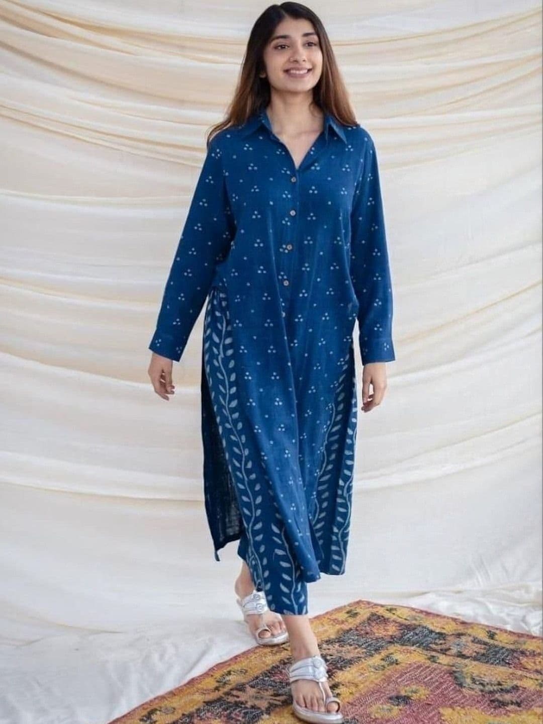 MILAAV Women Ethnic Motifs Printed Regular Pure Cotton Kurta with Trousers thumbnail 2