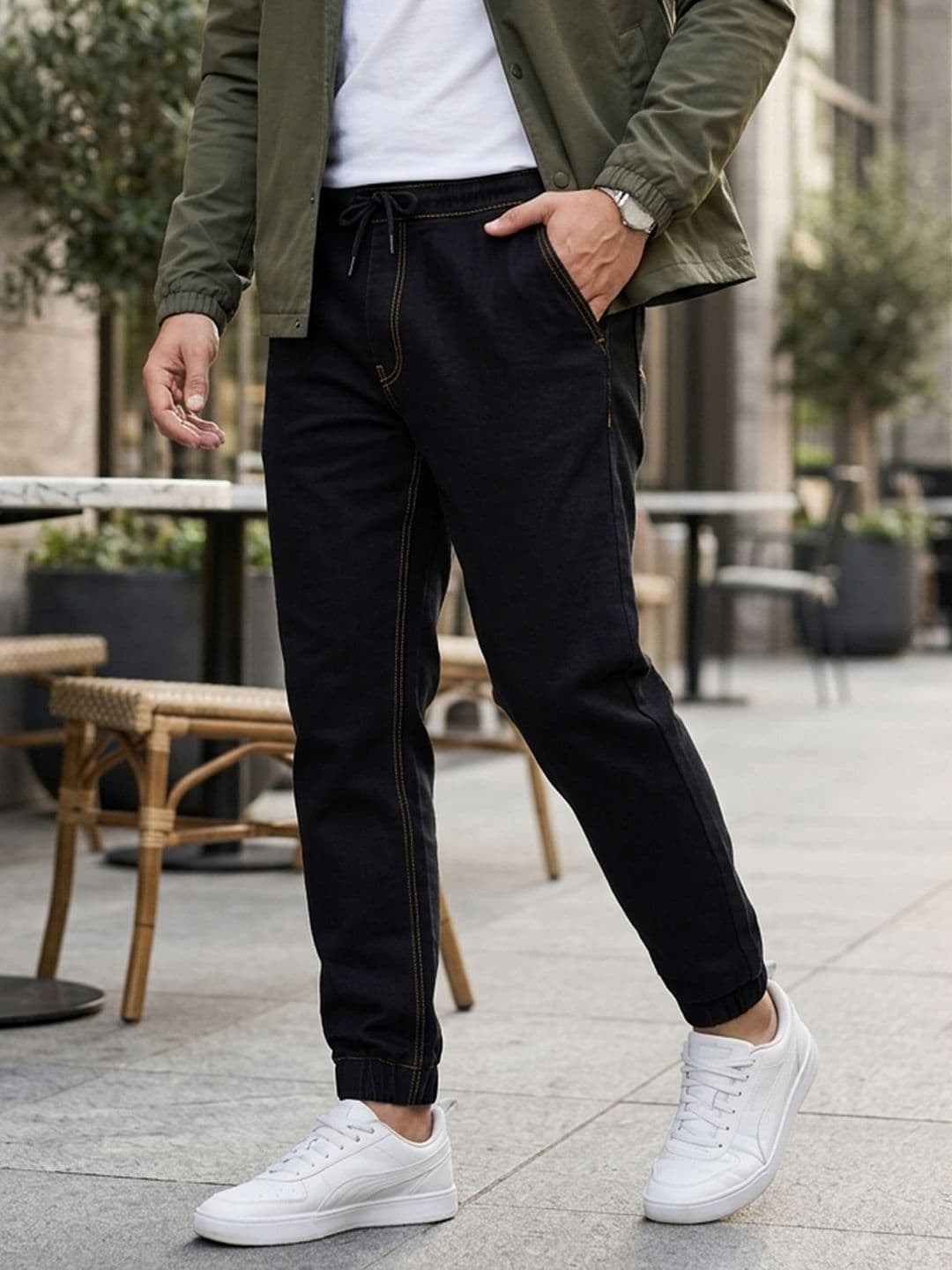 Urbano Plus Men Black Jogger Jeans - view 1