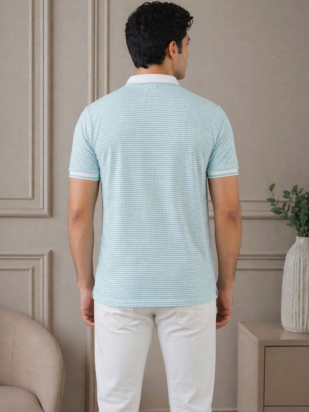 MaverIQ Men Striped Polo Collar T-shirt thumbnail 2