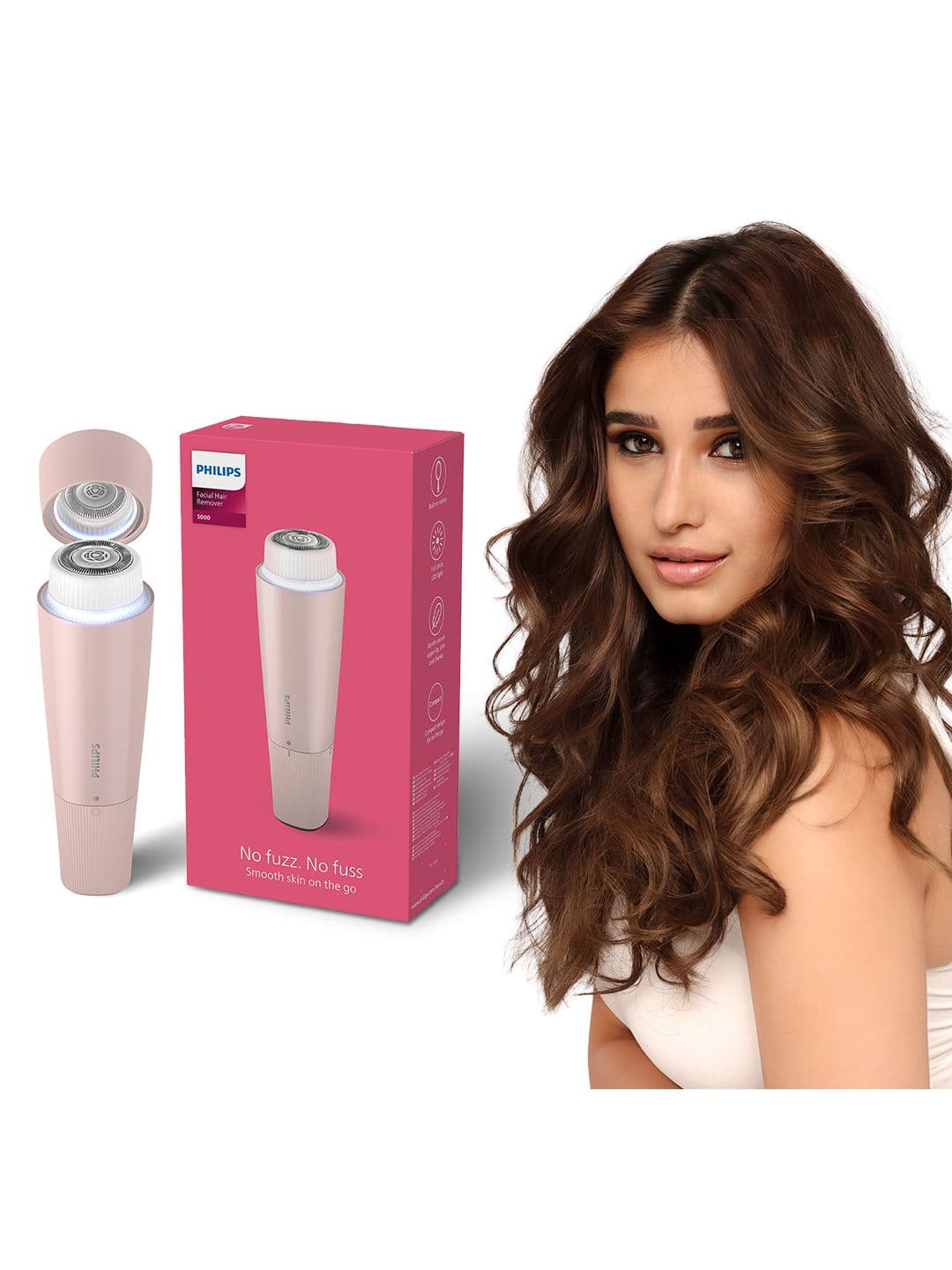 Philips Facial Hair Remover Female Trimmer BRR454/00 360 Degree Hypoallergenic Head - Pink