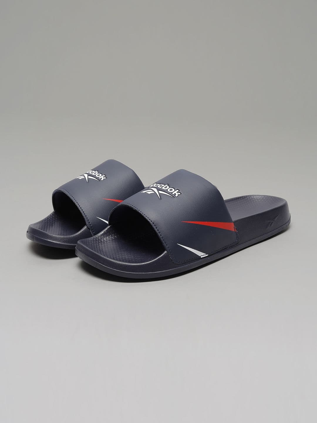 Reebok Men Navy Logo Printed Sliders thumbnail 2