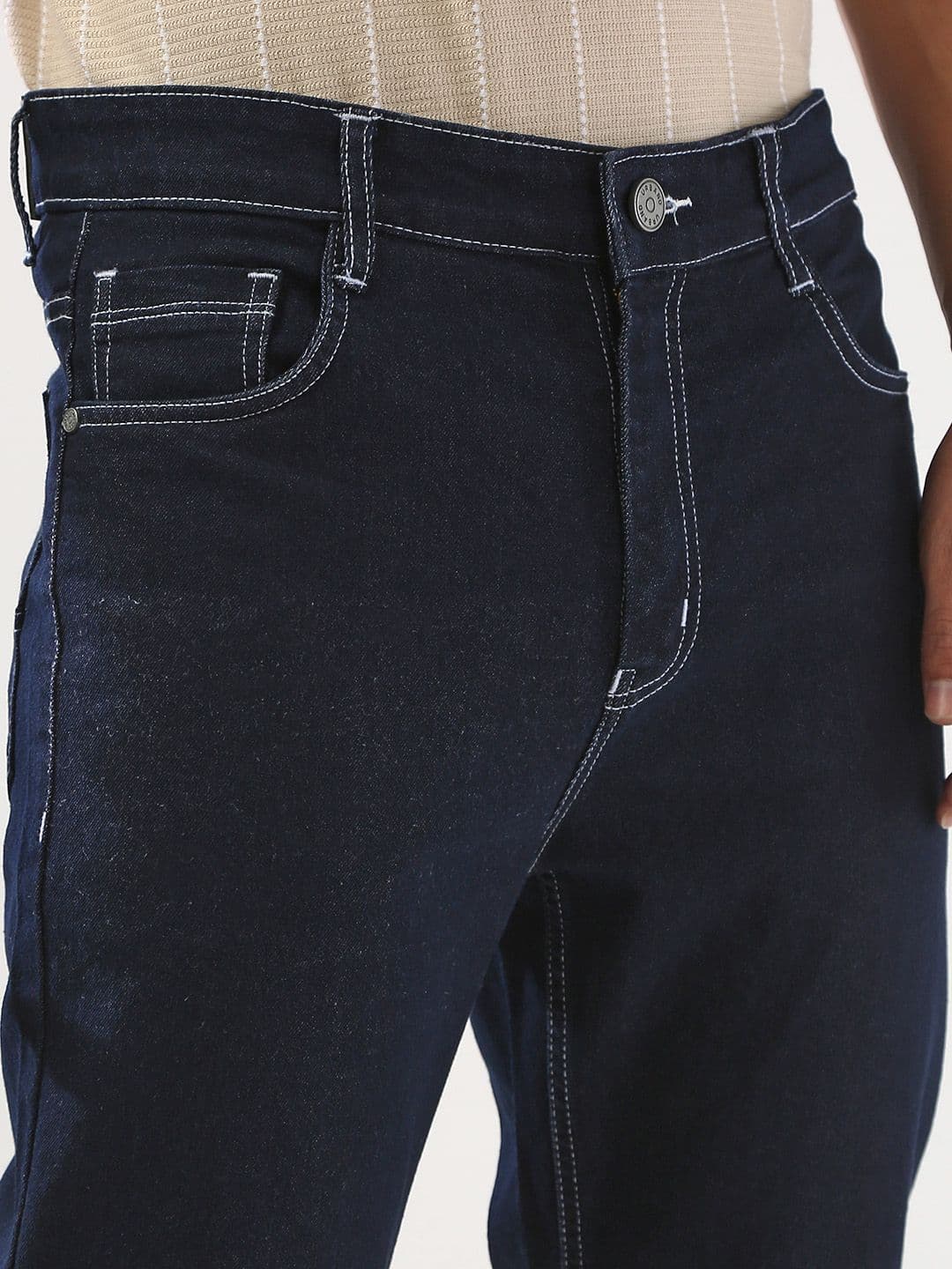 Urbano Fashion Men Dark Blue Straight Fit Washed Jeans Stretchable thumbnail 2