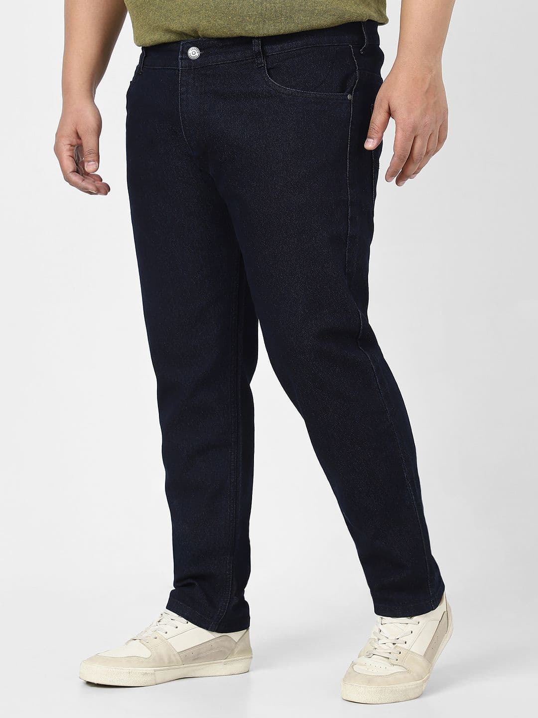 Urbano Plus Men Navy Blue Regular Fit Mid-Rise Clean Look Stretchable Jeans thumbnail 3