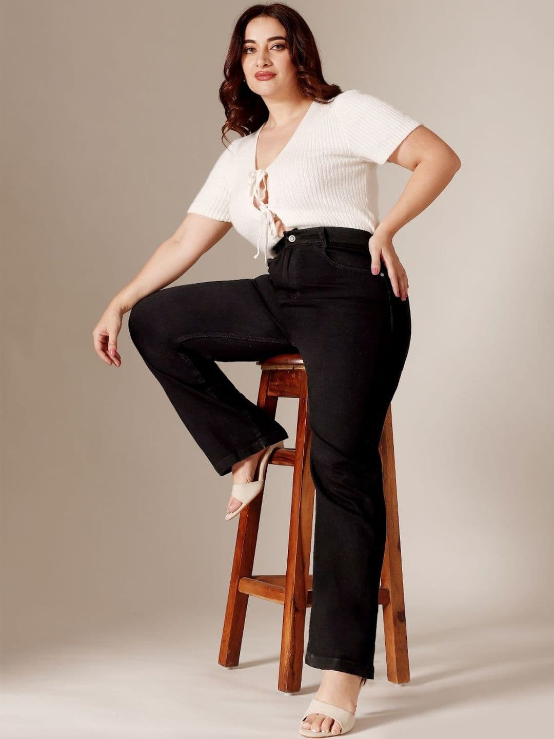 Miss Chase A+ Plus Size Women Straight High Rise Stretchable Denim Jeans thumbnail 5