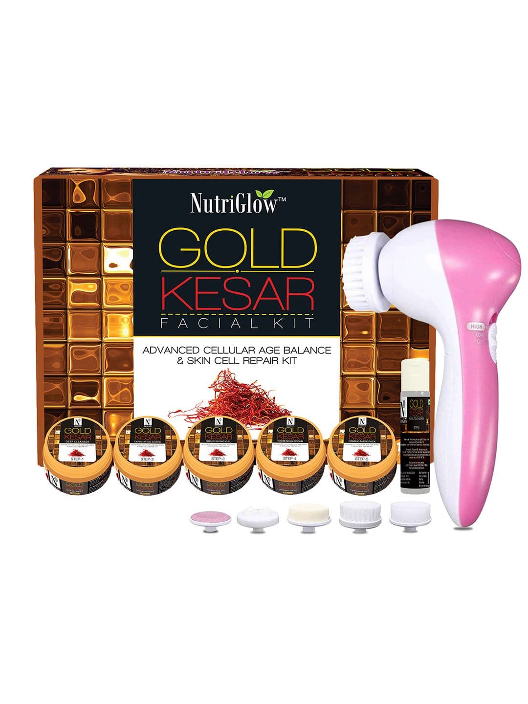 NutriGlow Gold Kesar Facial Kit For Glowing Skin - Tan Removal  With Face Massager - view 1