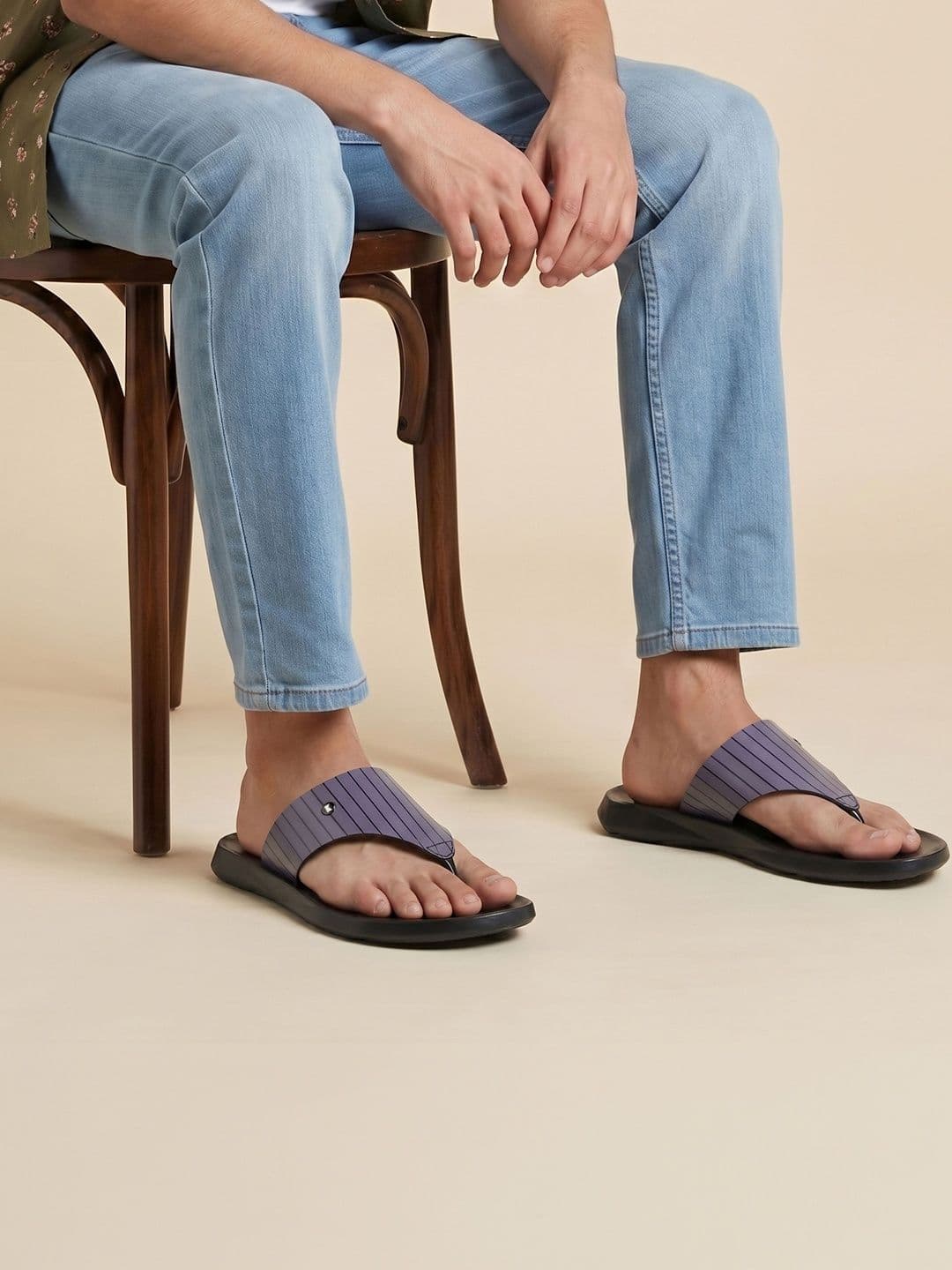 Metro Men Striped Thong Flip-Flops - view 1