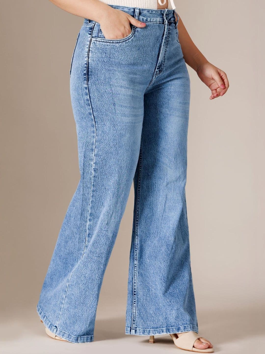 Miss Chase A+ Plus Size Women Wide-Leg High Rise Regular Length Stretchable Denim Jeans thumbnail 3