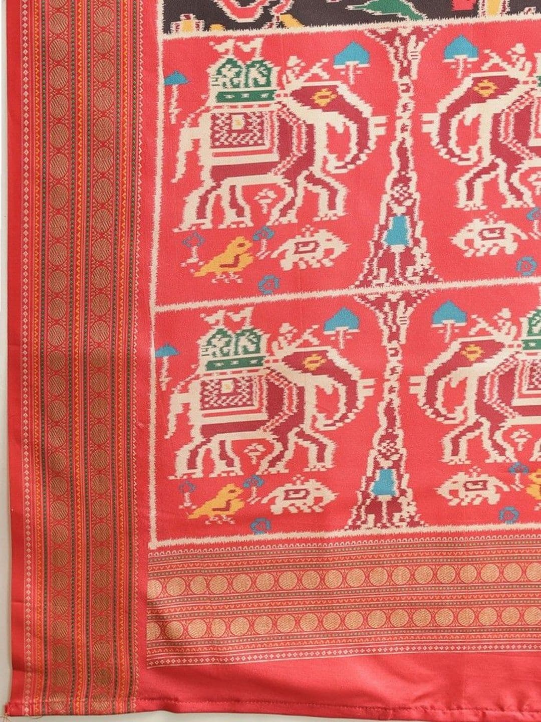 Silk Land Kalamkari Phulkari Jute Silk Fusion Patola Saree thumbnail 3