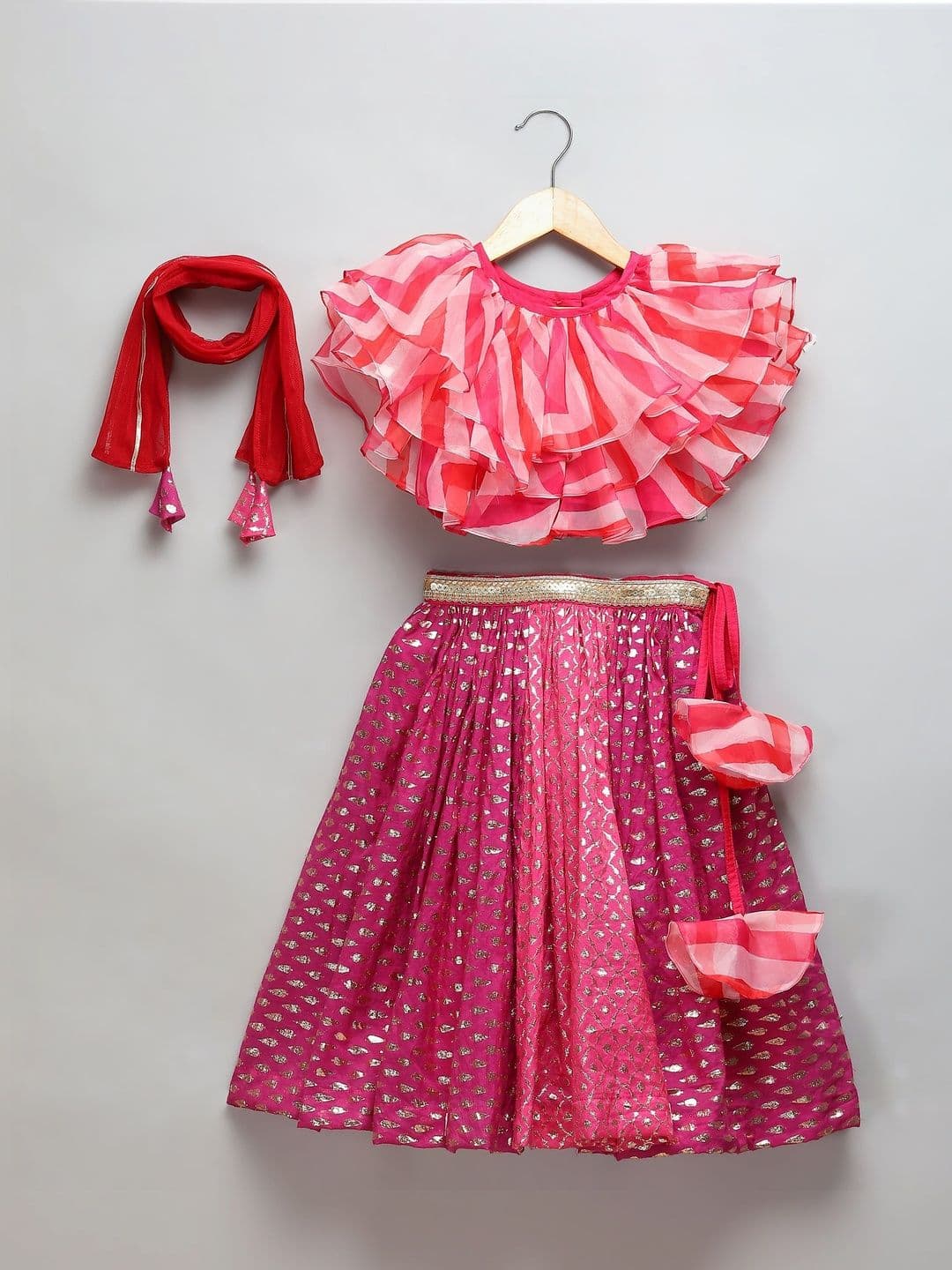 The Little Tales Girls Printed Foil Print Ready to Wear Lehenga & Blouse With Dupatta - view 1