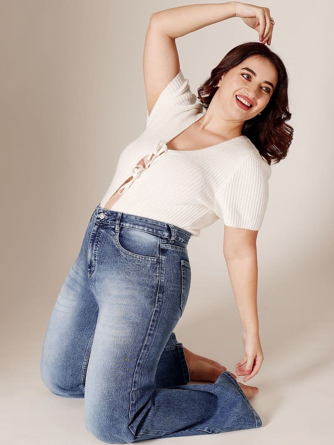 Miss Chase A+ Plus Size Women Wide-Leg High-Rise Stretchable Denim Jeans thumbnail 3