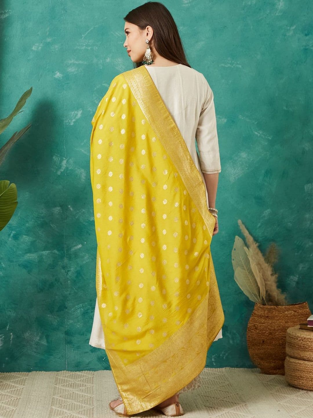 VASVI Woven Design Cotton Silk Dupatta with Zari thumbnail 7