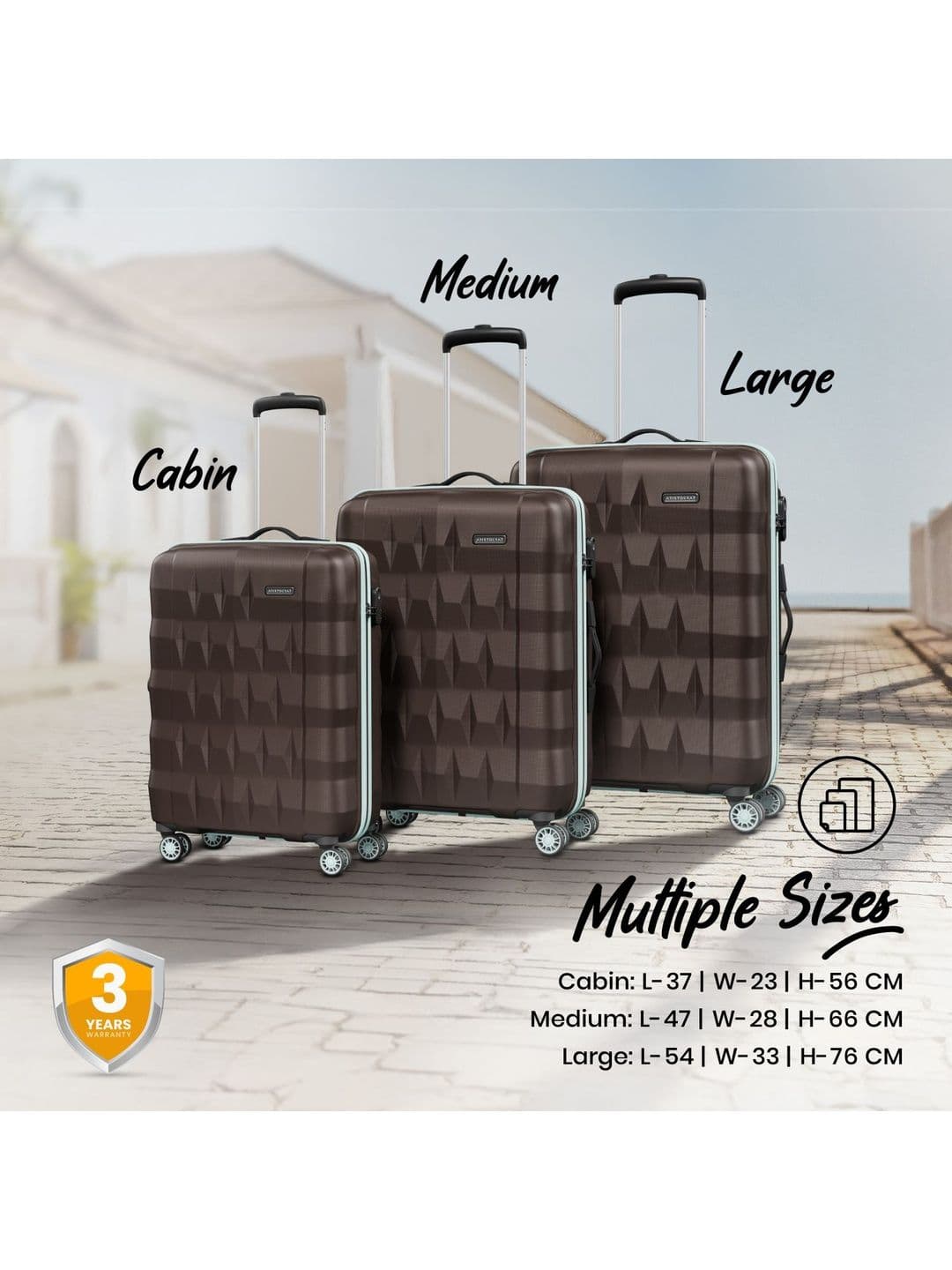 Aristocrat Unisex Comet Dark Brown Medium Hard Luggage Check-in Trolley with 8-Wheel thumbnail 4