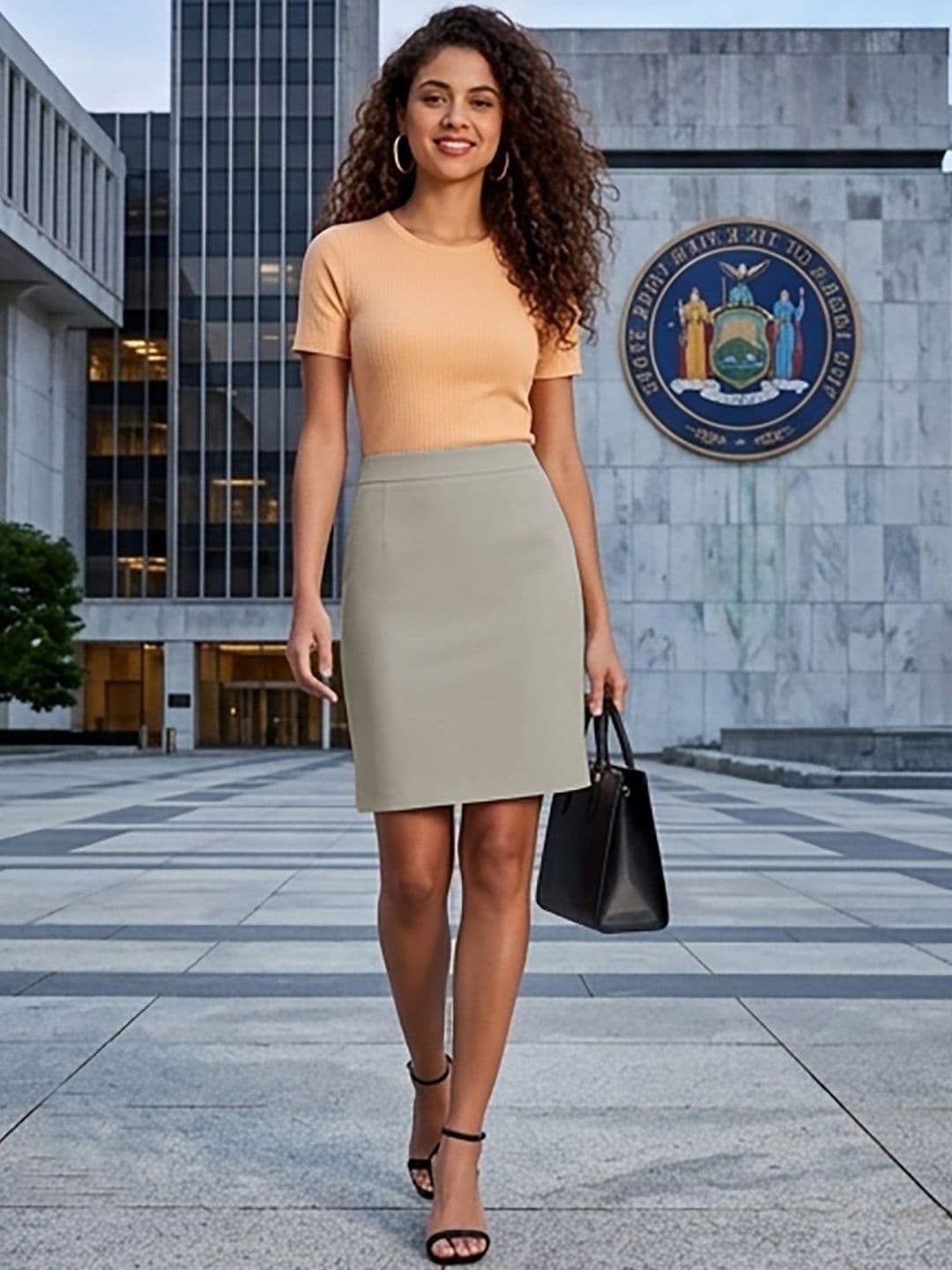 Kotty Women Cotton Cambric Back Slit Above Knee Pencil Skirt thumbnail 3