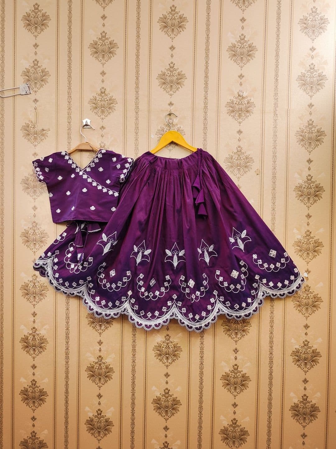 KALINI Girls Embroidered Sequinned Tie and Dye Ready to Wear Lehenga & thumbnail 3